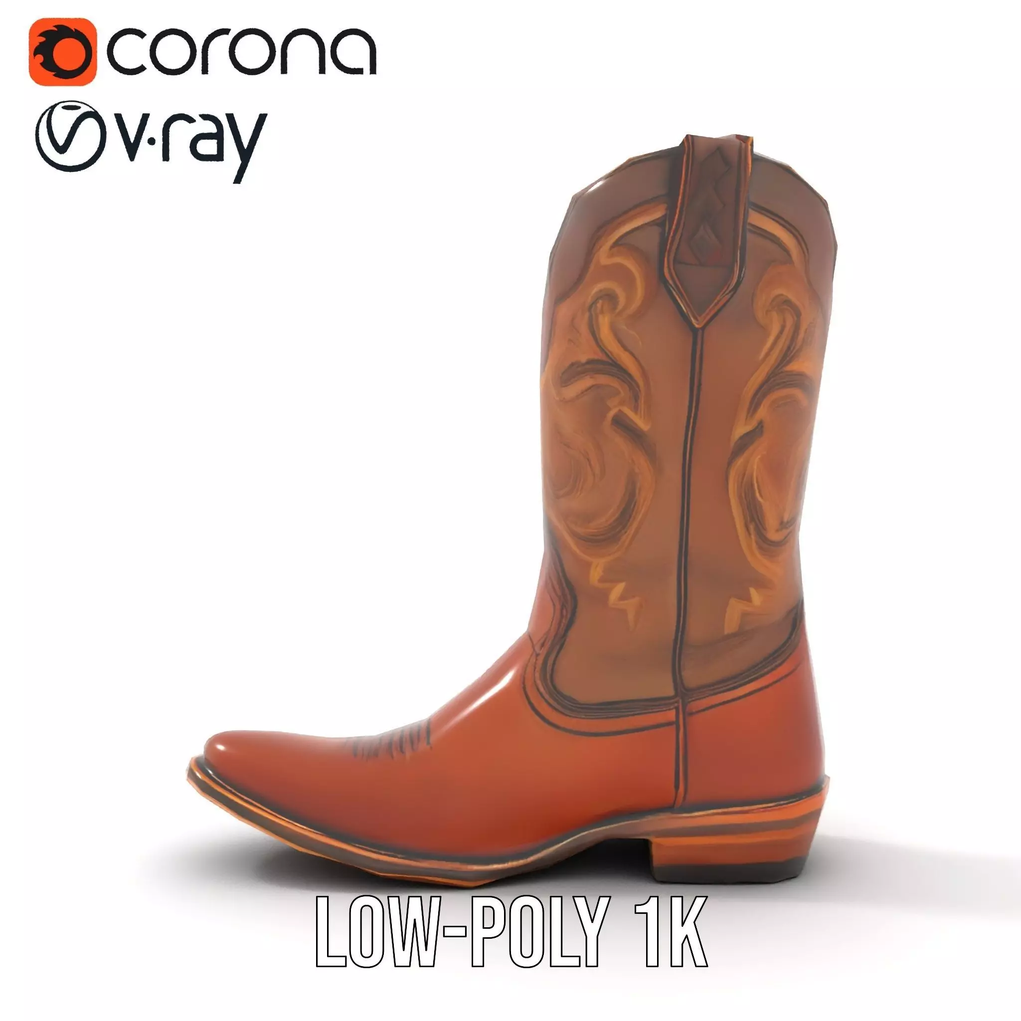 Cowboy Boot Classic Model Pack Low-poly 3D model_12