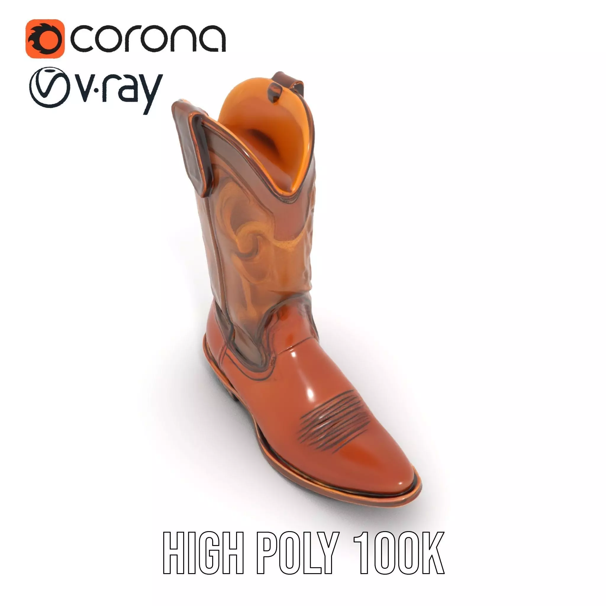 Cowboy Boot Classic Model Pack Low-poly 3D model_16