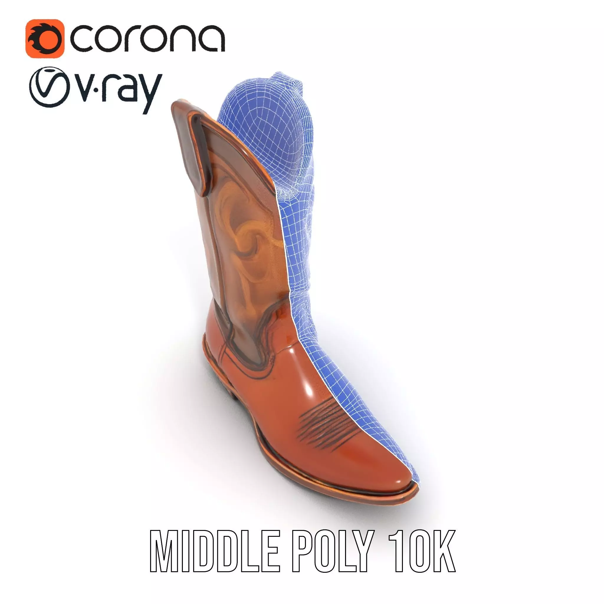 Cowboy Boot Classic Model Pack Low-poly 3D model_14