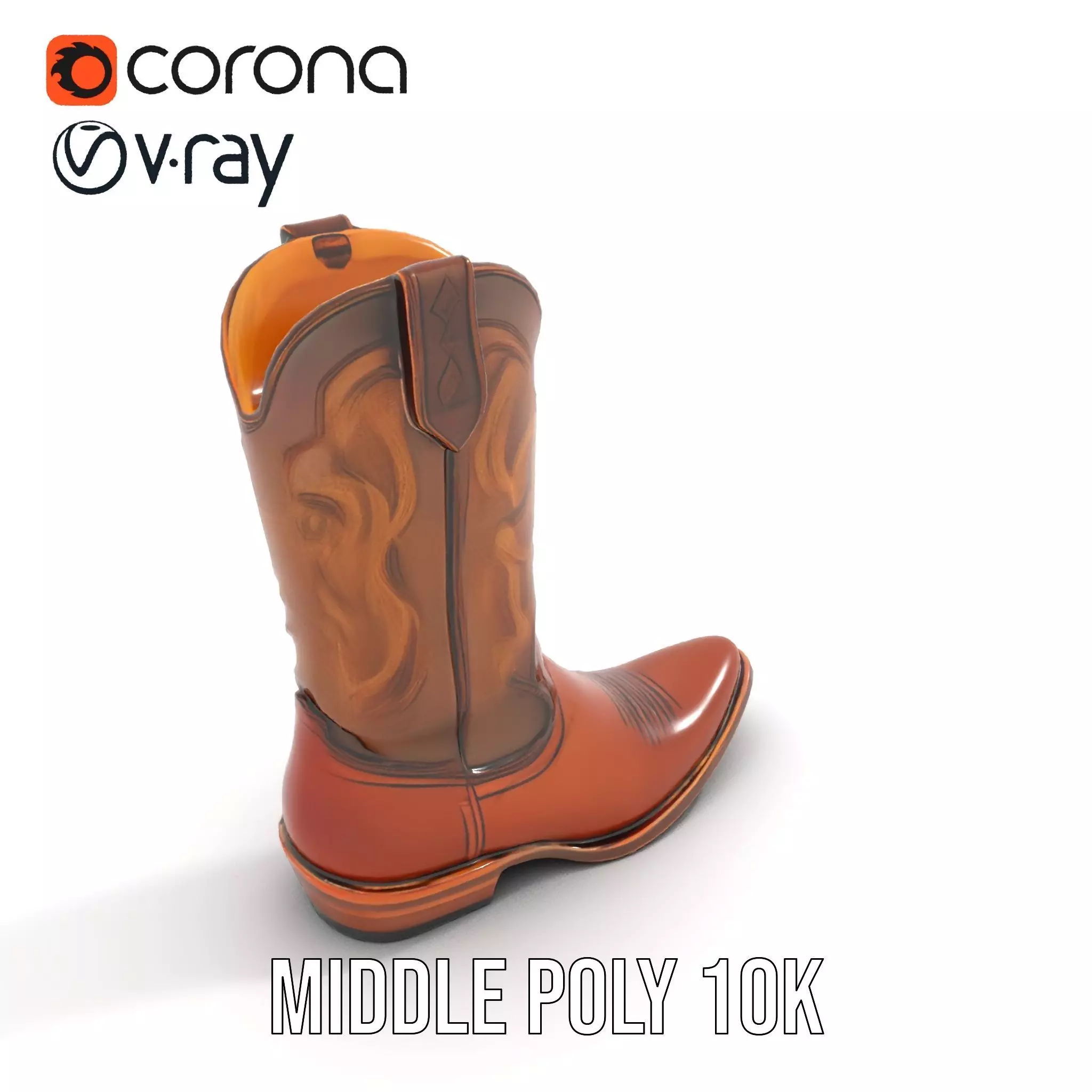 Cowboy Boot Classic Model Pack Low-poly 3D model_7