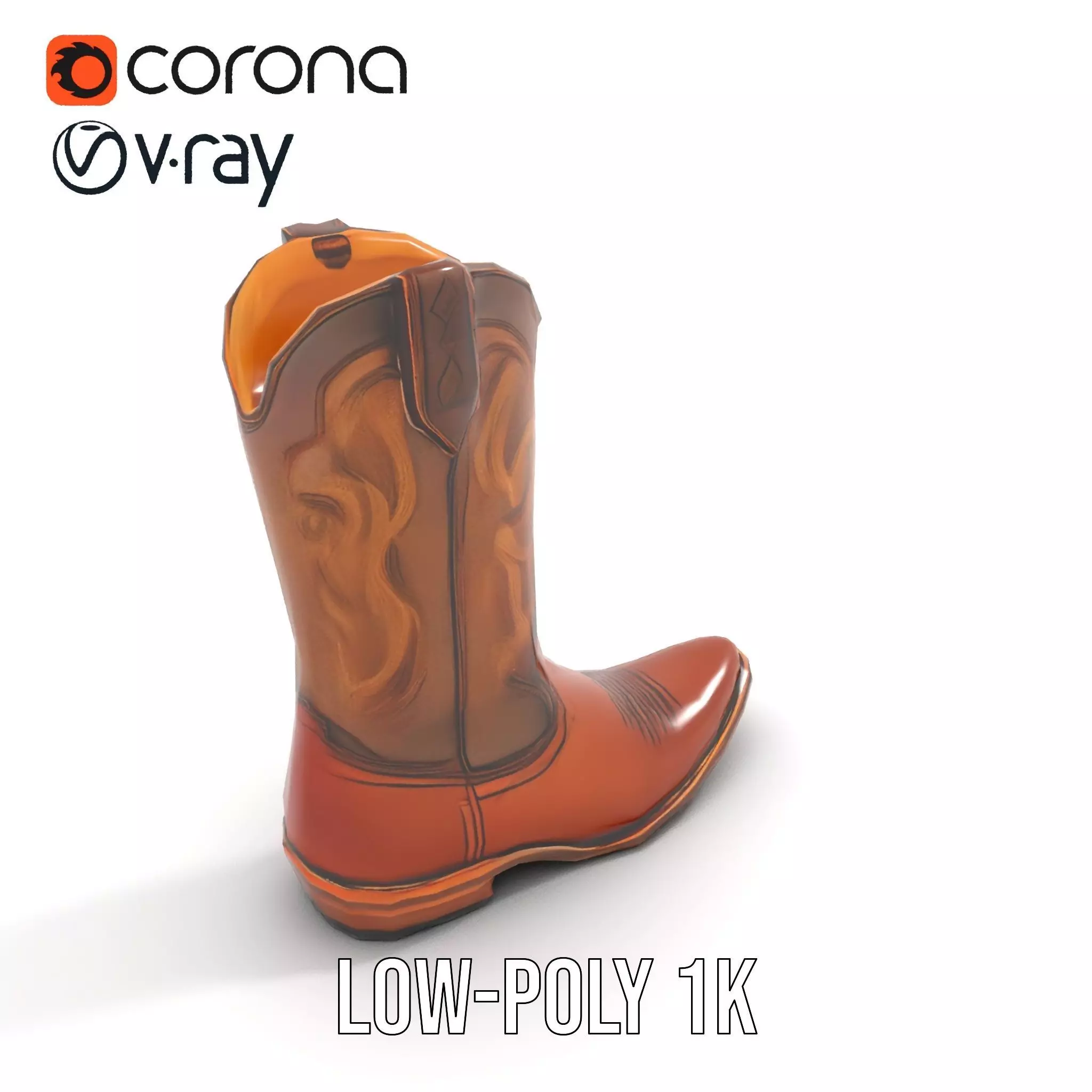 Cowboy Boot Classic Model Pack Low-poly 3D model_8