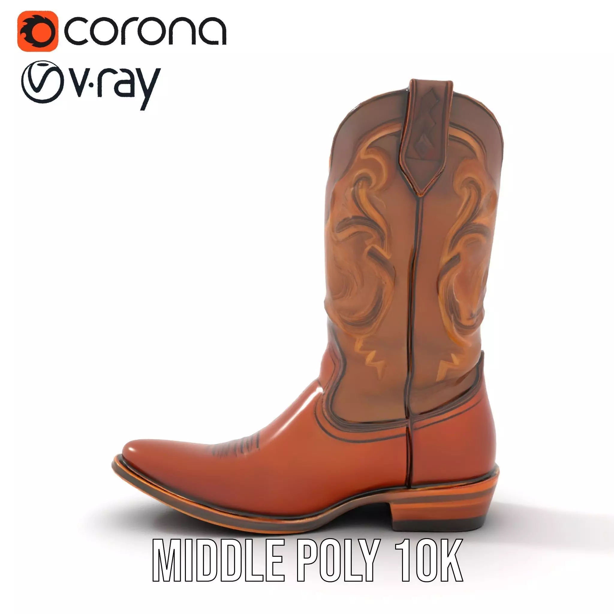 Cowboy Boot Classic Model Pack Low-poly 3D model_6