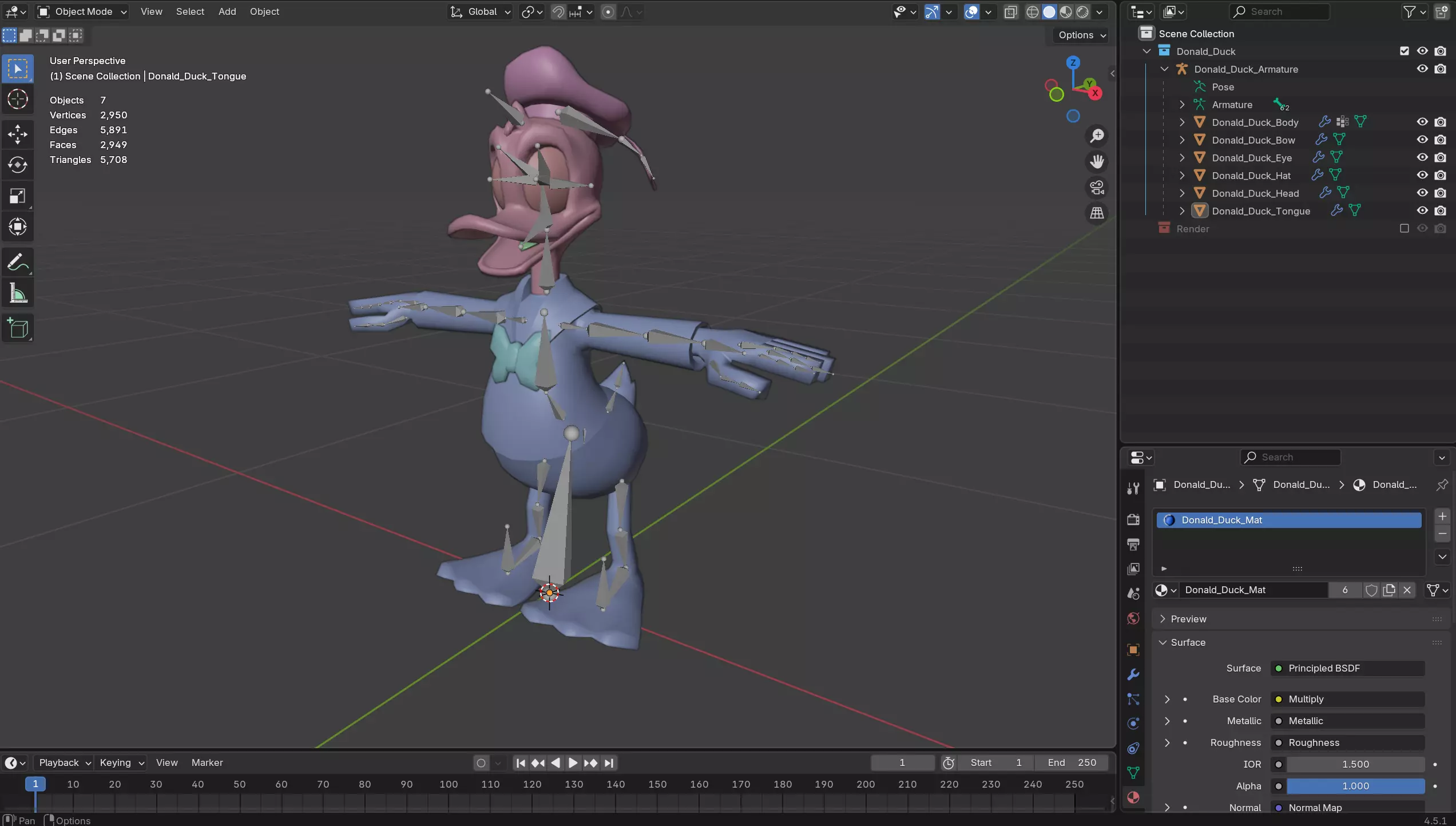 Donald Duck Low-poly 3D model_15