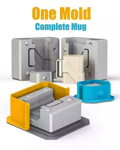 Ceramic Mug Mold with Handle - DIY Silicone Mother Mold File 3D print model