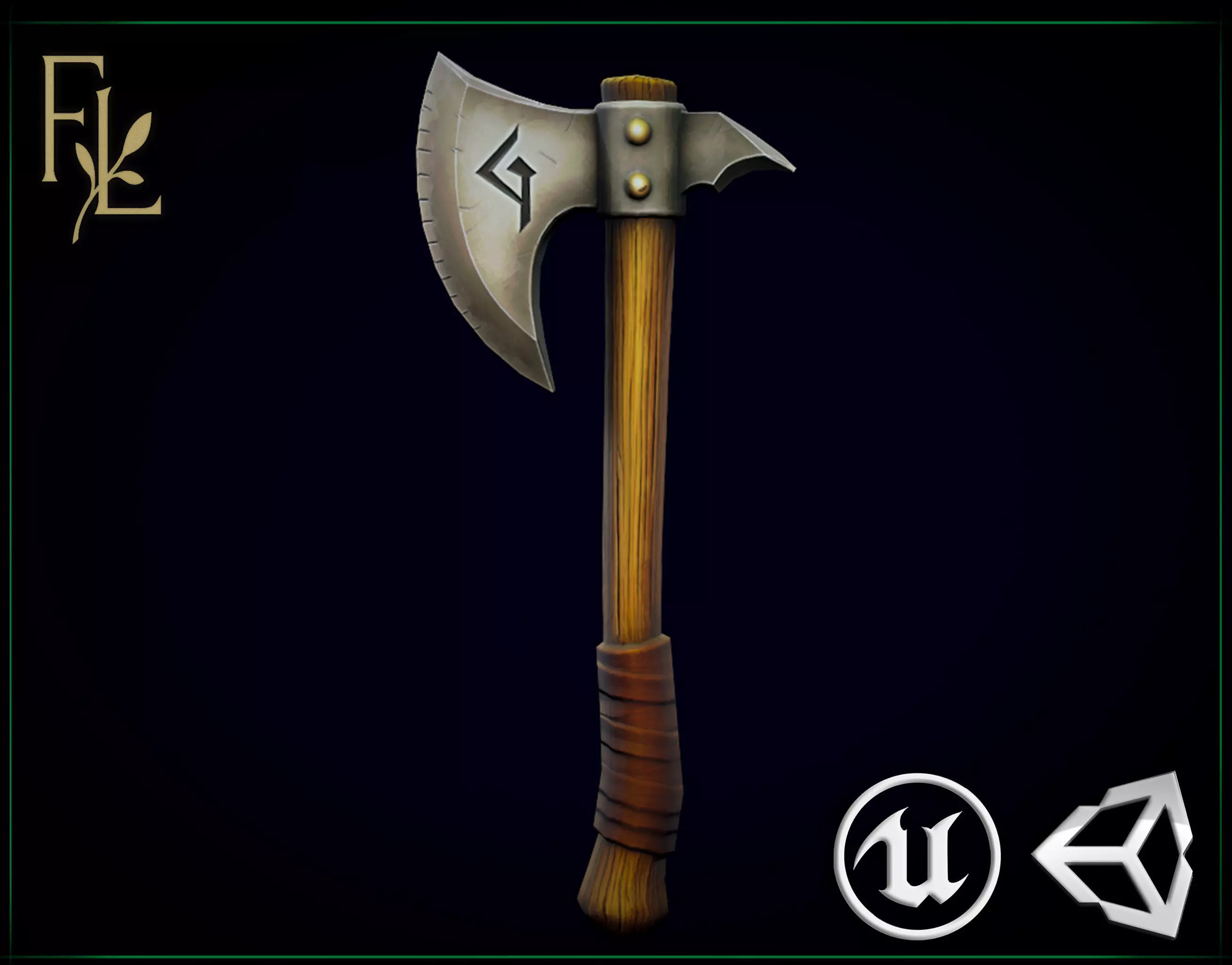 Axe - Game Ready Weapon Low-poly 3D model_0