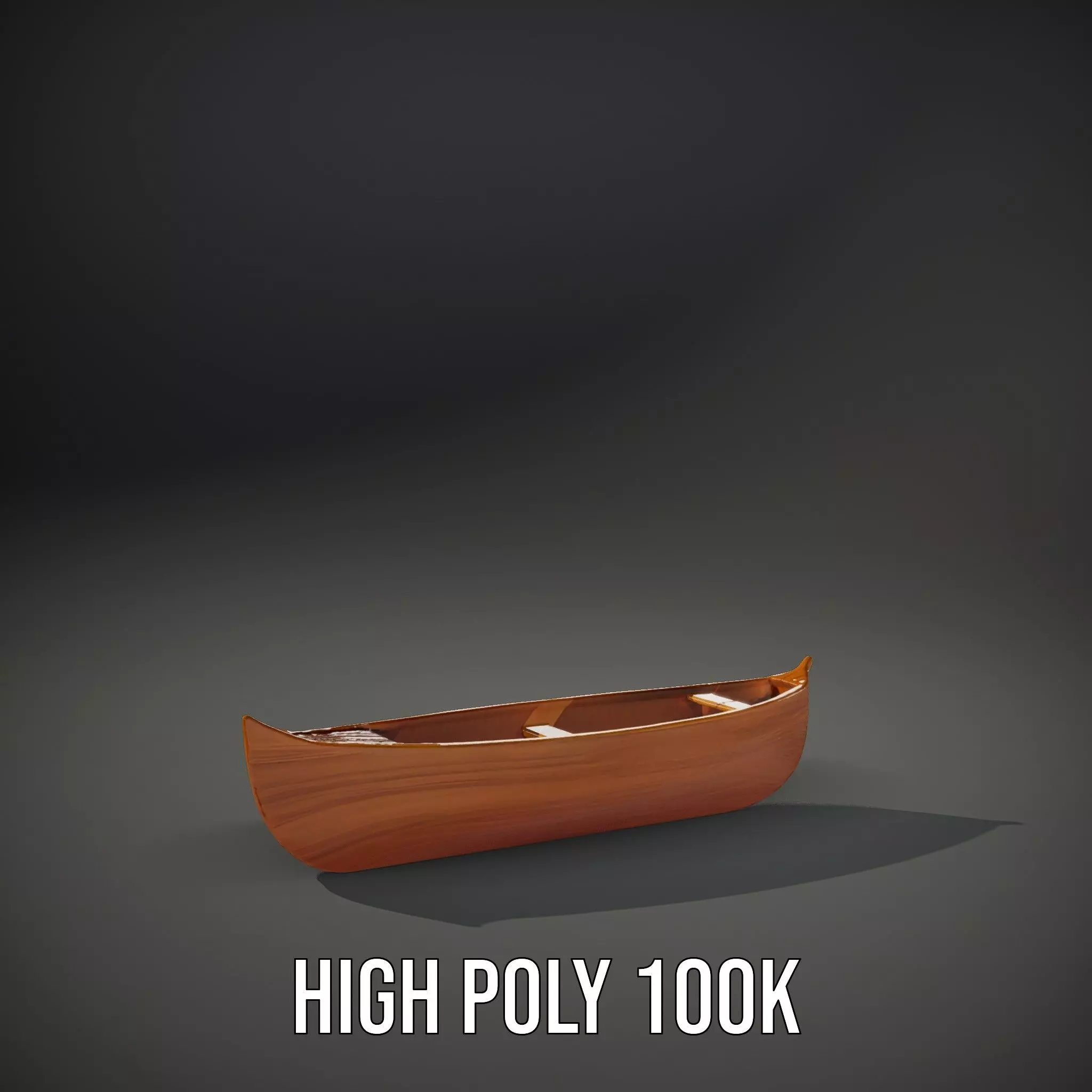 Wooden Canoe Model Pack with PBR Textures Low-poly 3D model_11