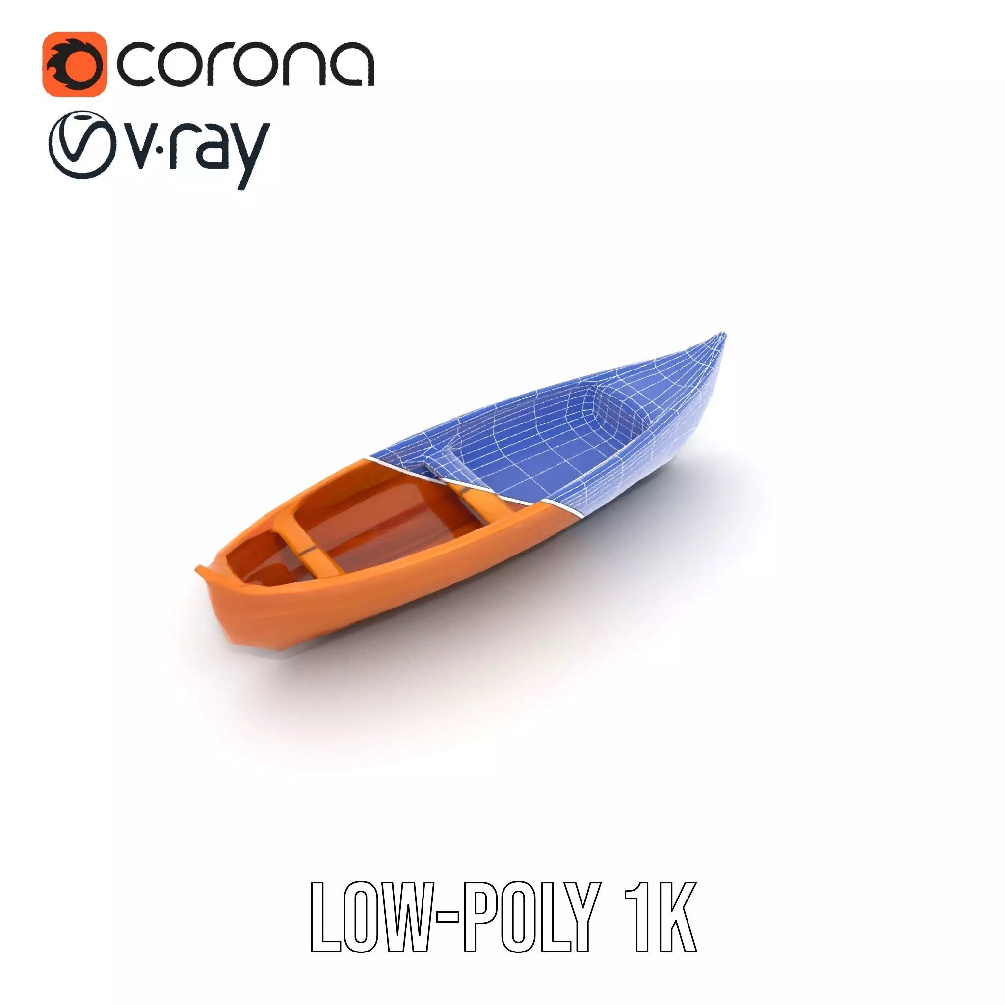 Wooden Canoe Model Pack with PBR Textures Low-poly 3D model_31