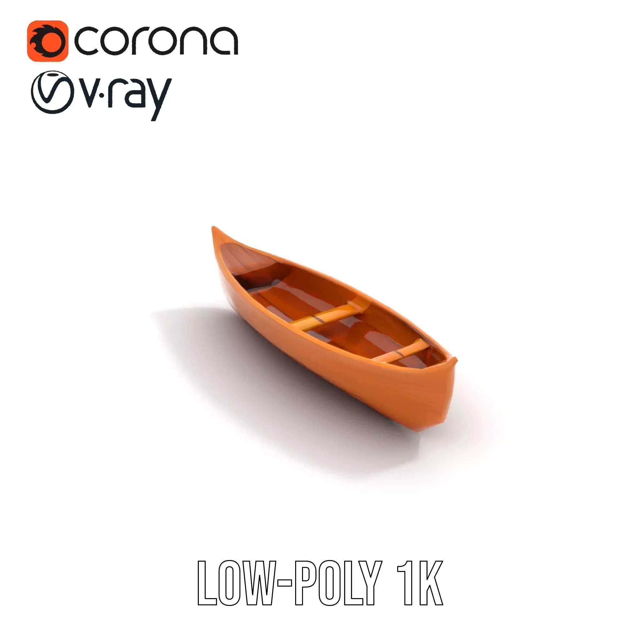 Wooden Canoe Model Pack with PBR Textures Low-poly 3D model_8