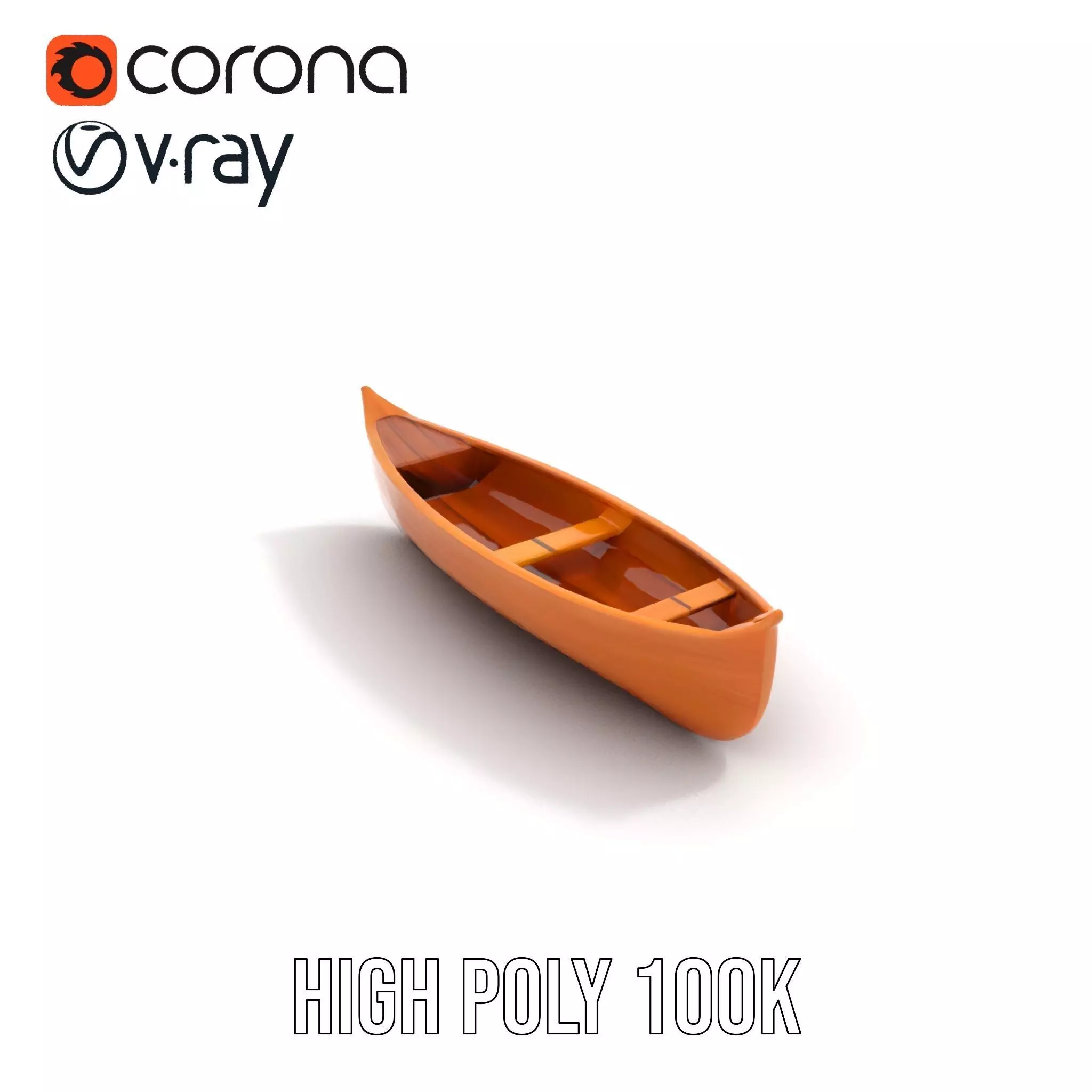 Wooden Canoe Model Pack with PBR Textures Low-poly 3D model_16