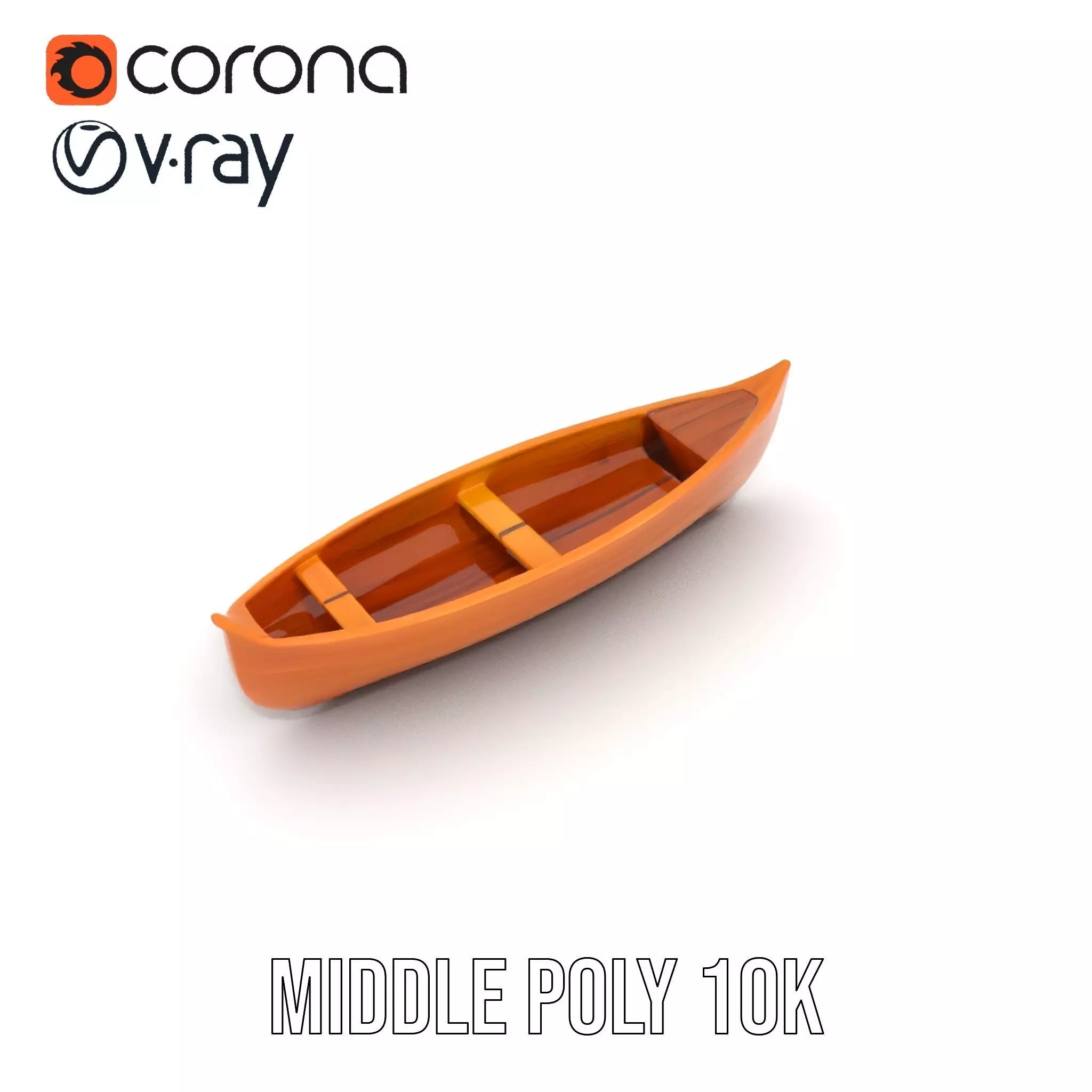 Wooden Canoe Model Pack with PBR Textures Low-poly 3D model_17
