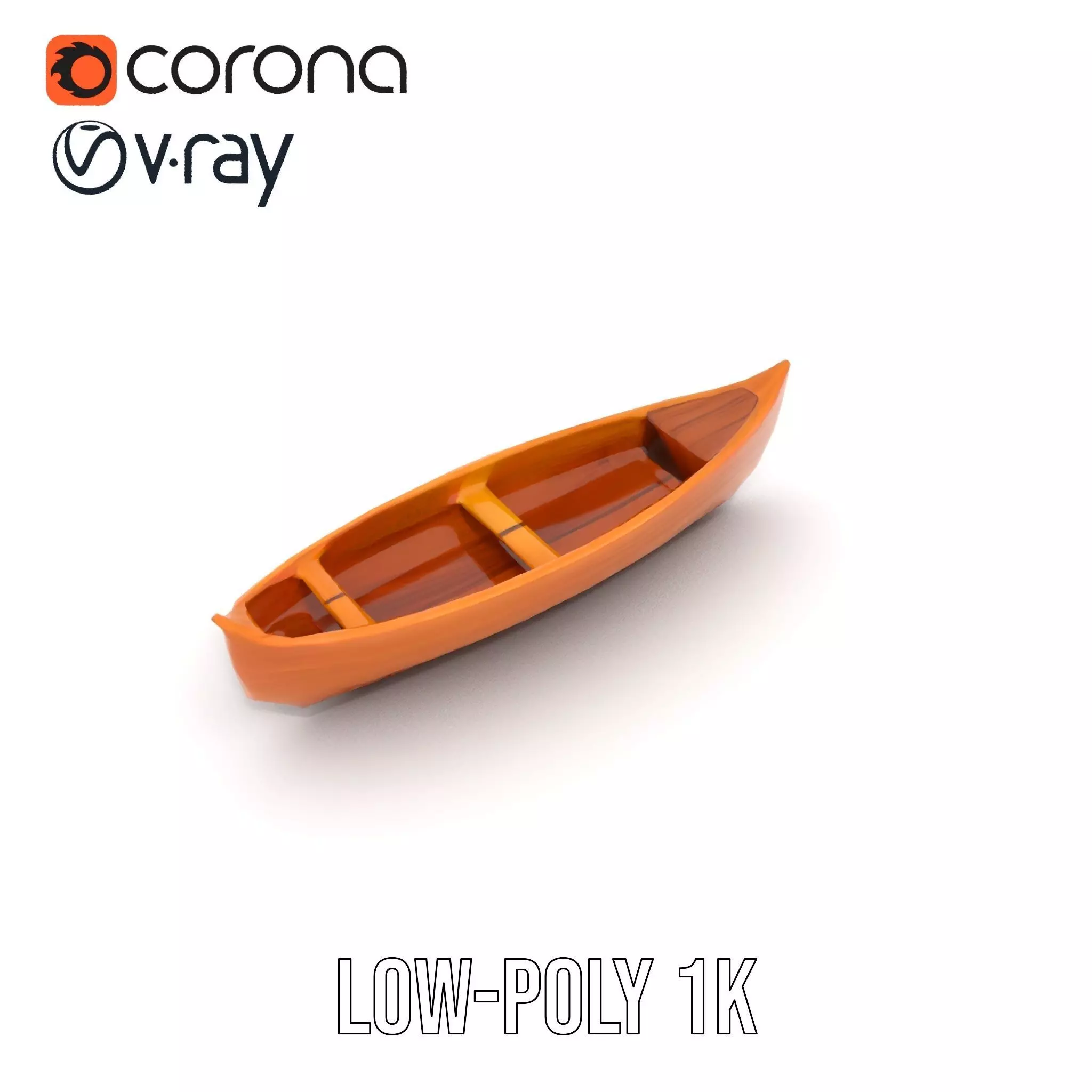Wooden Canoe Model Pack with PBR Textures Low-poly 3D model_18