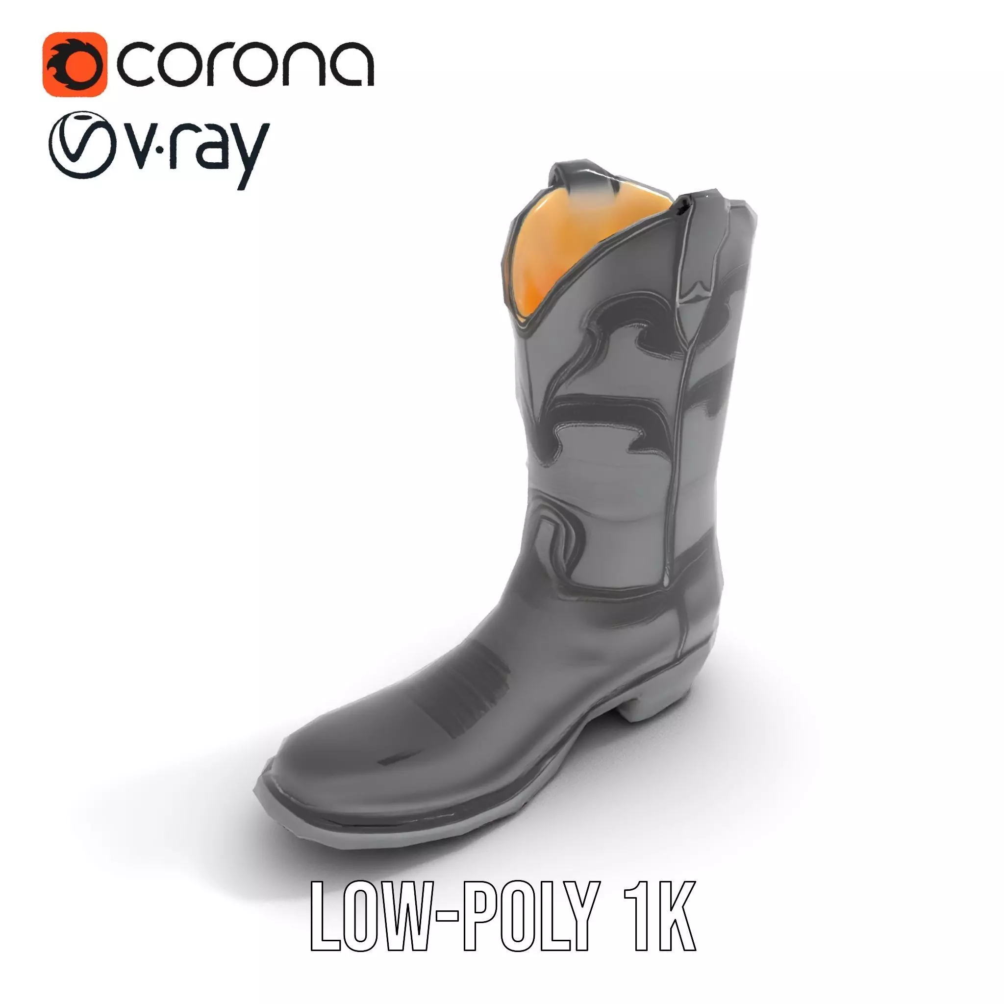Cowboy Boot Model Pack with Intricate Stitching Low-poly 3D model_8