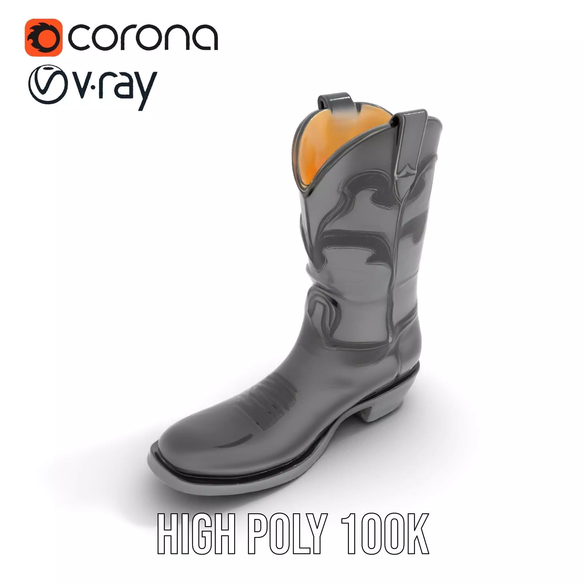 Cowboy Boot Model Pack with Intricate Stitching Low-poly 3D model_10