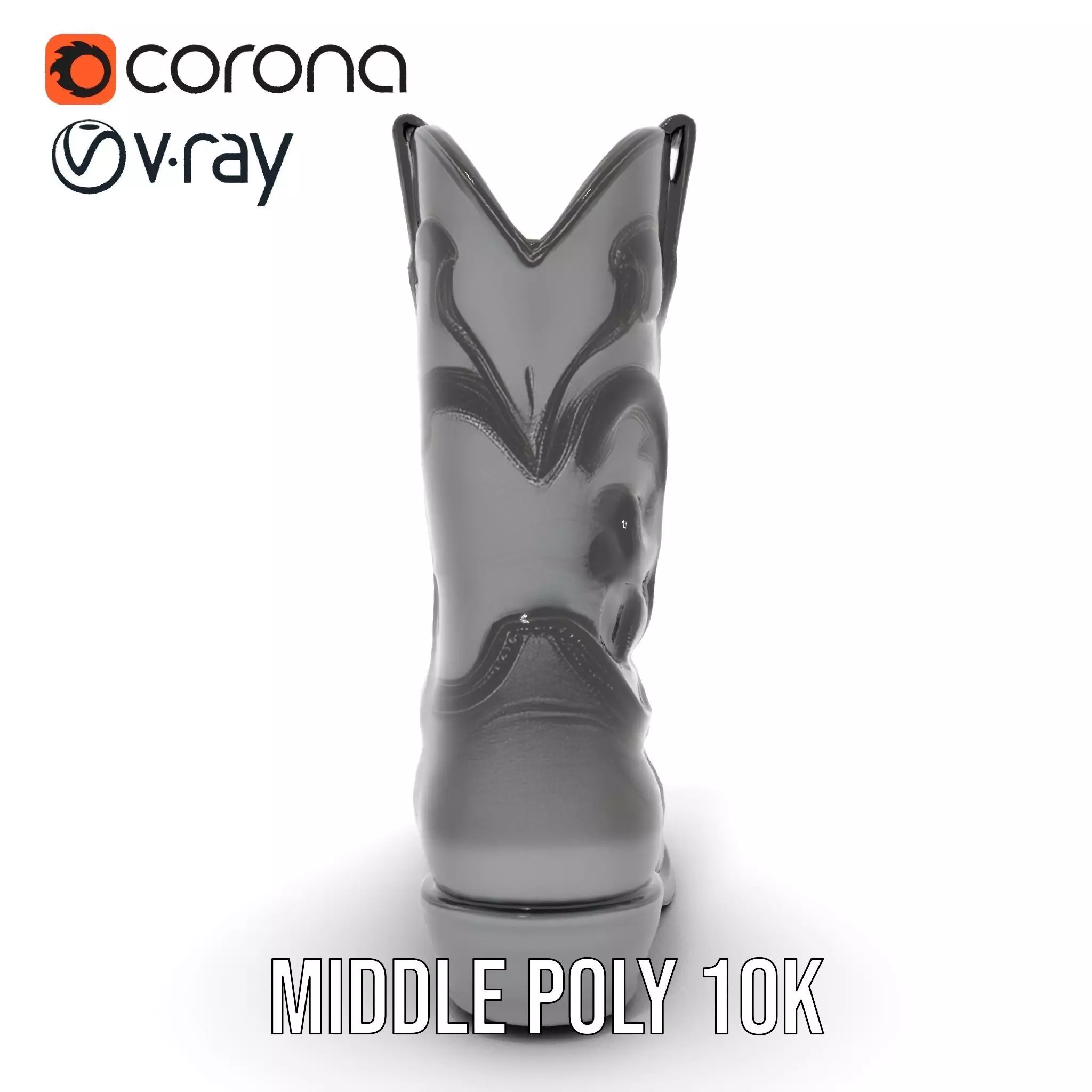 Cowboy Boot Model Pack with Intricate Stitching Low-poly 3D model_6