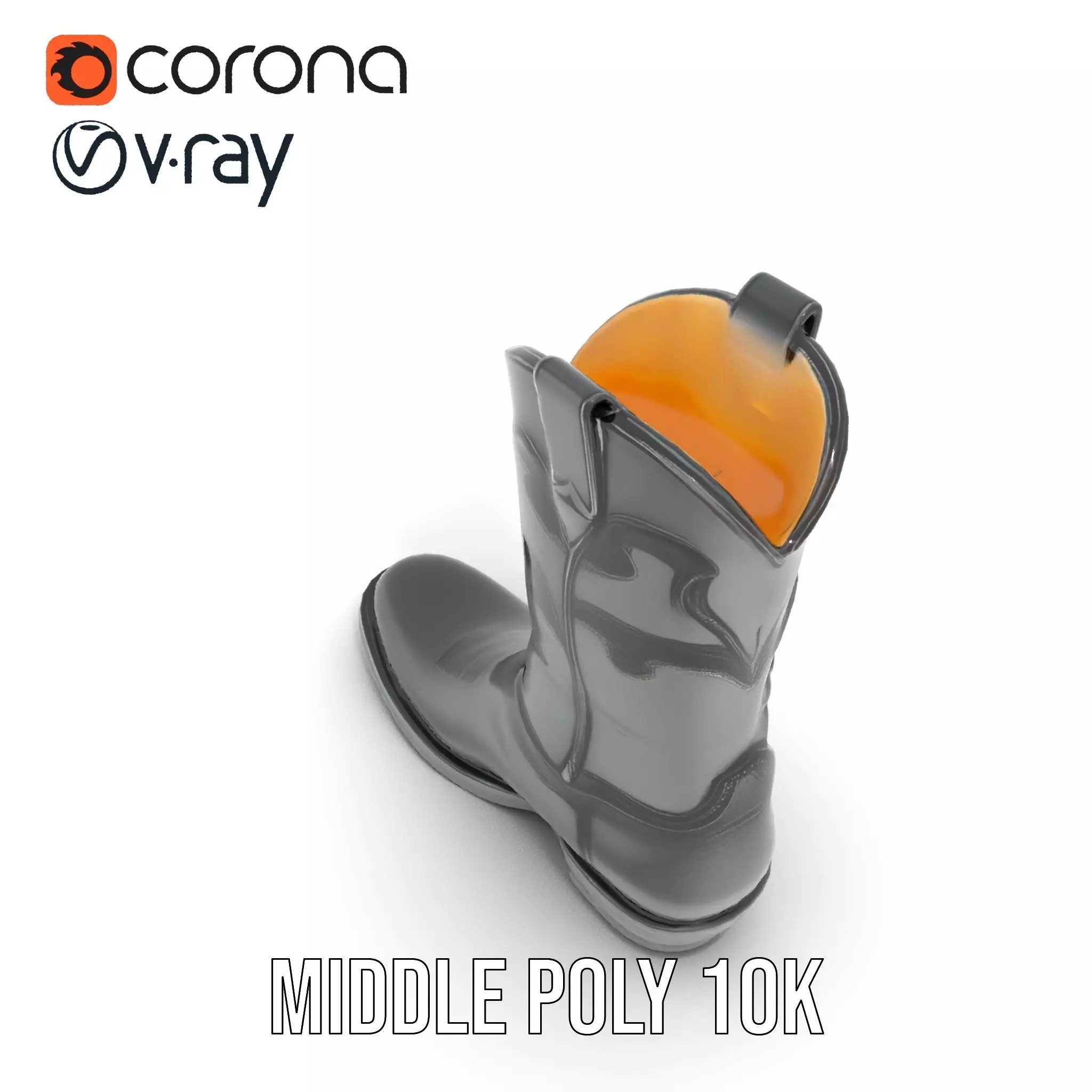 Cowboy Boot Model Pack with Intricate Stitching Low-poly 3D model_13
