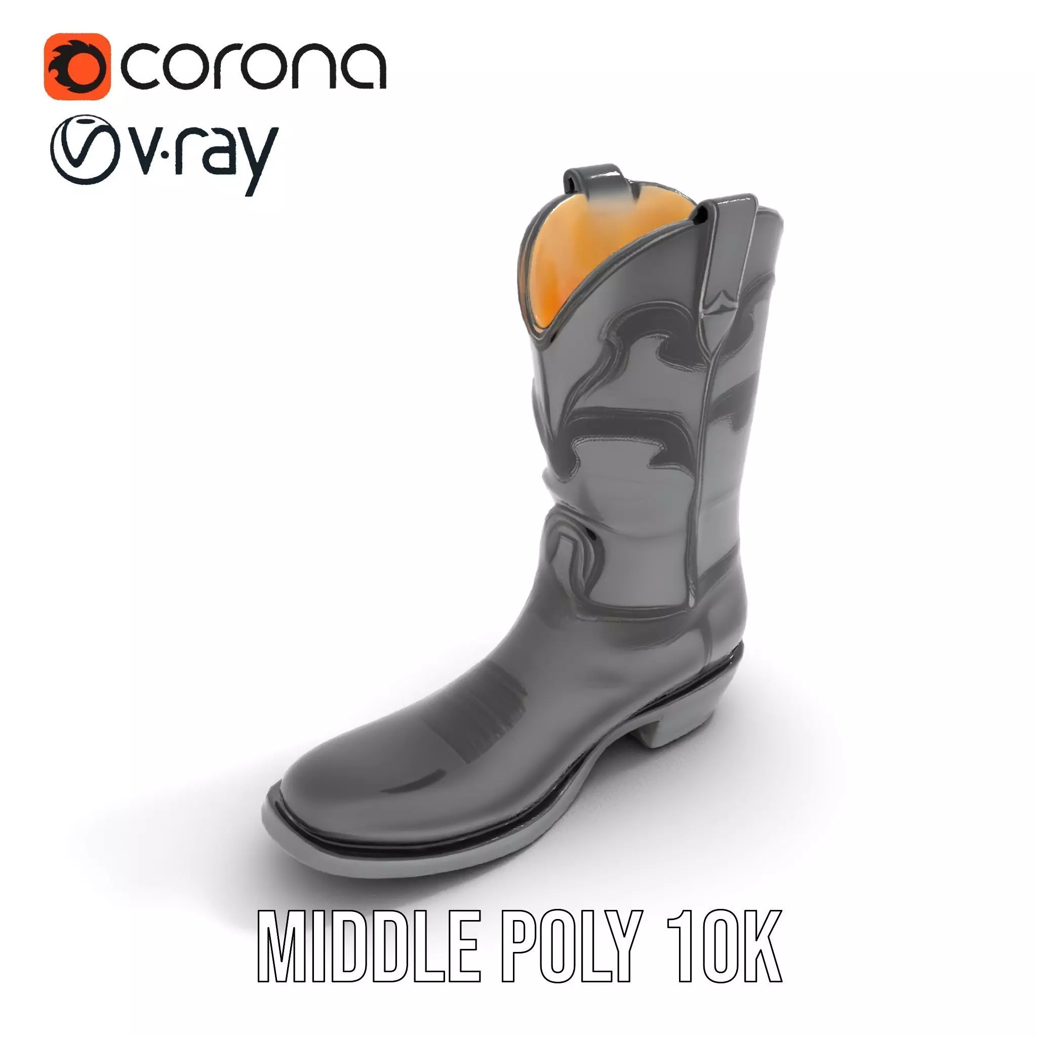 Cowboy Boot Model Pack with Intricate Stitching Low-poly 3D model_21