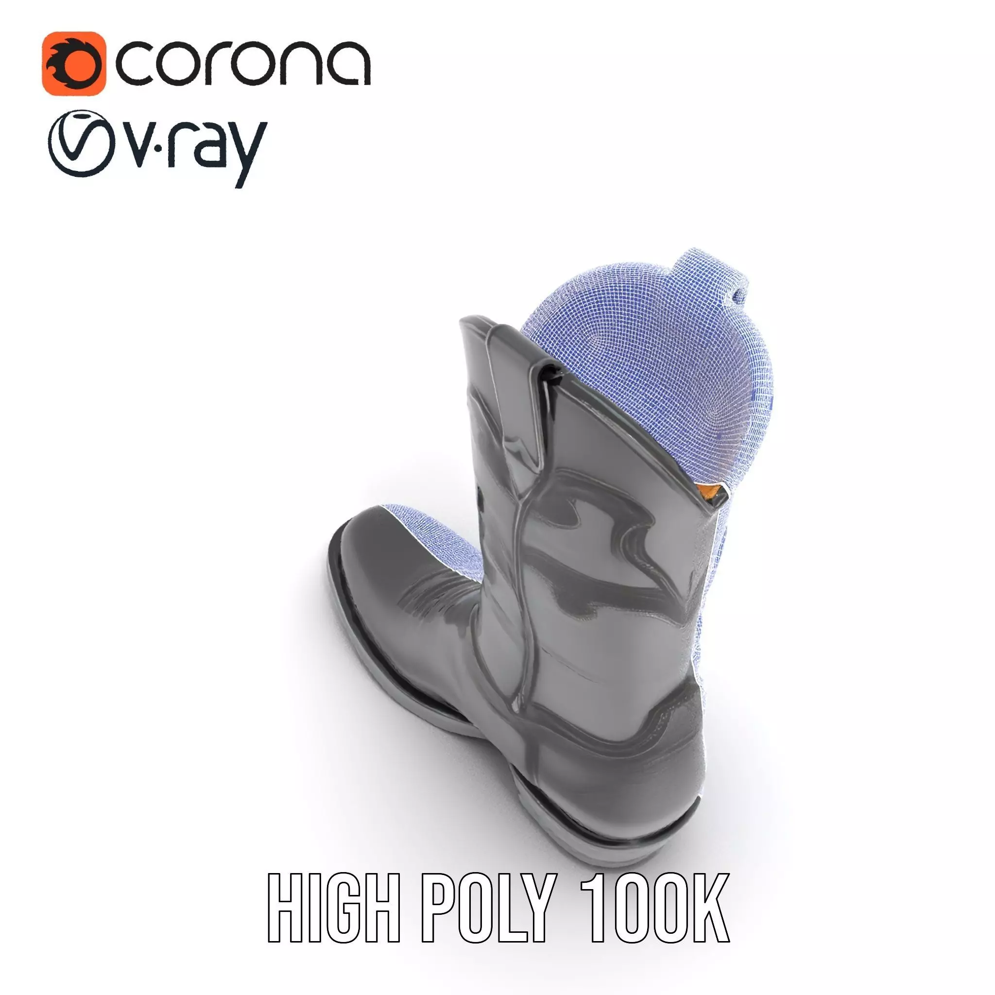 Cowboy Boot Model Pack with Intricate Stitching Low-poly 3D model_32