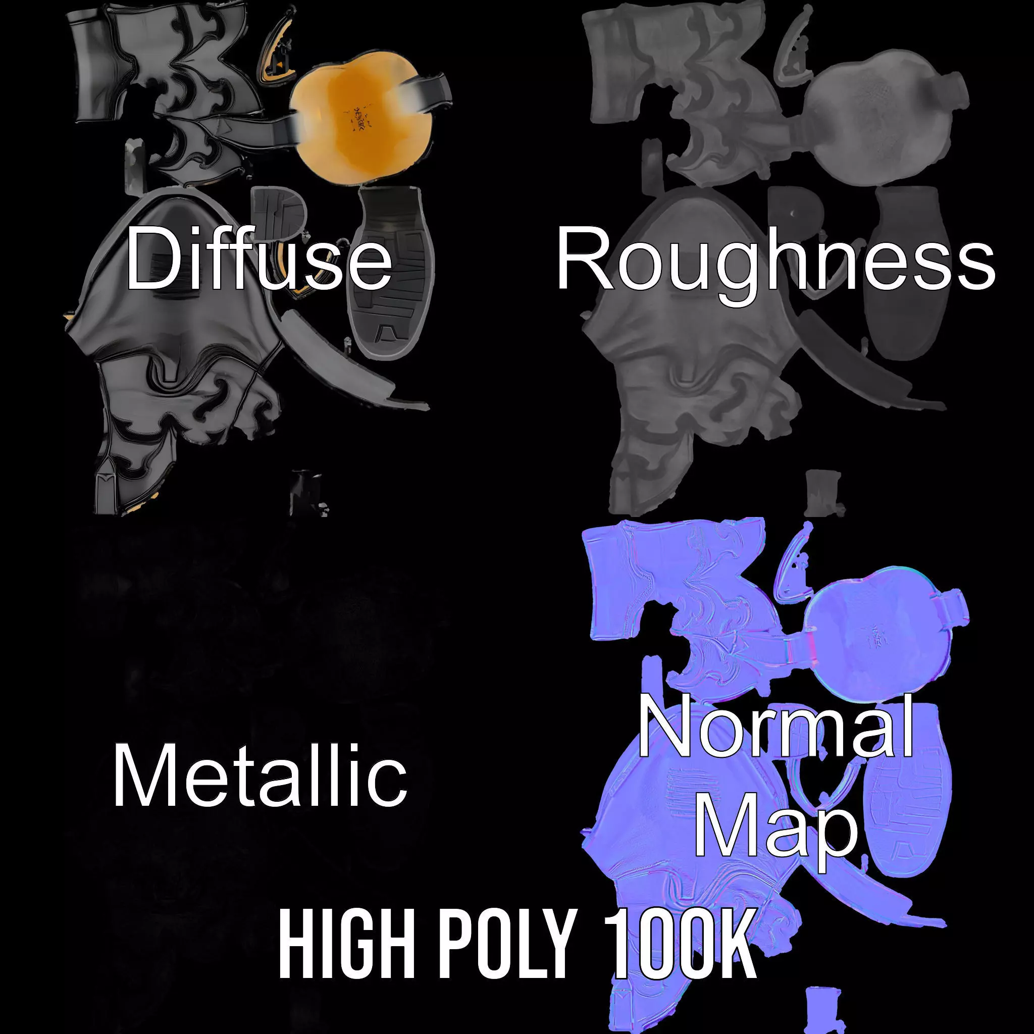 Cowboy Boot Model Pack with Intricate Stitching Low-poly 3D model_4