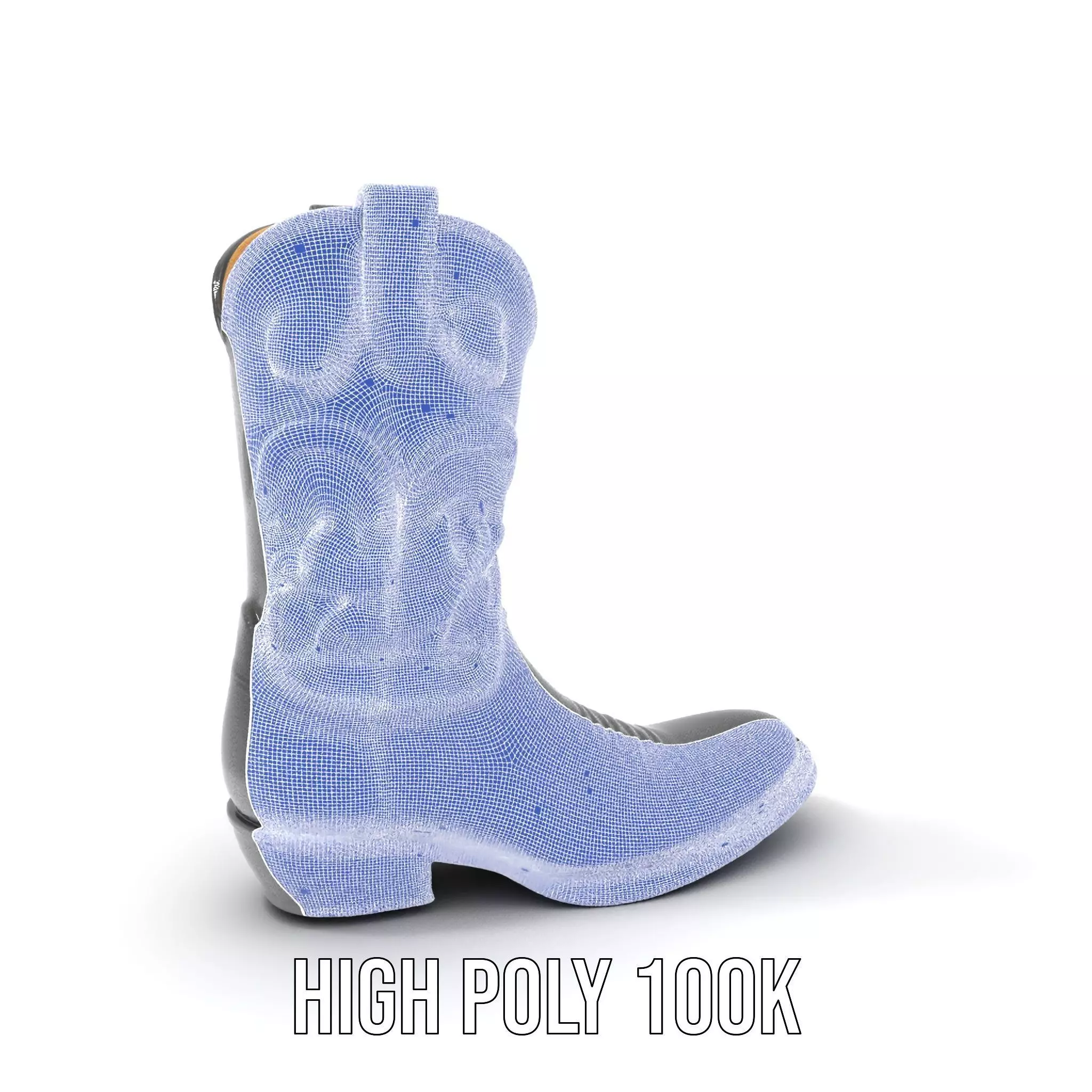 Cowboy Boot Model Pack with Intricate Stitching Low-poly 3D model_5