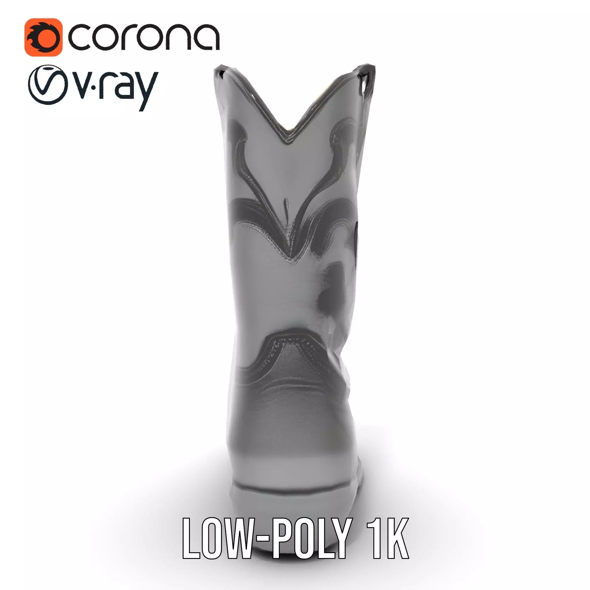 Cowboy Boot Model Pack with Intricate Stitching Low-poly 3D model_9