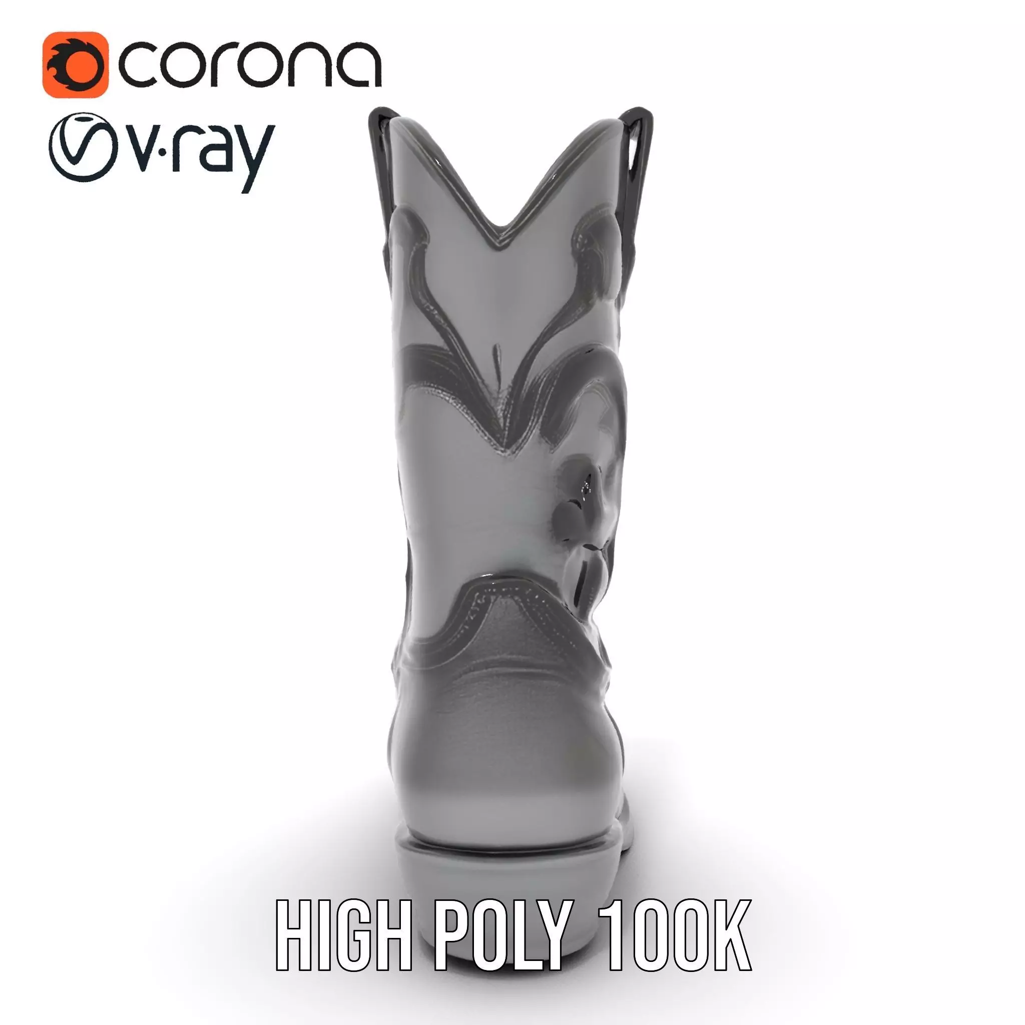 Cowboy Boot Model Pack with Intricate Stitching Low-poly 3D model_29