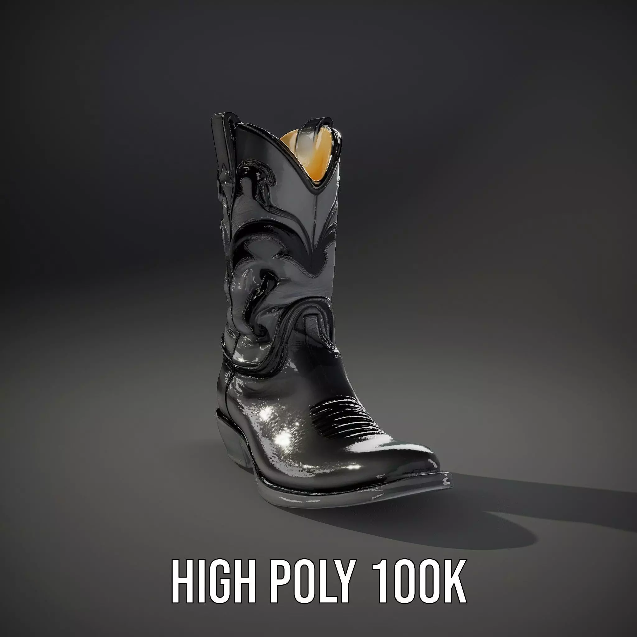 Cowboy Boot Model Pack with Intricate Stitching Low-poly 3D model_26
