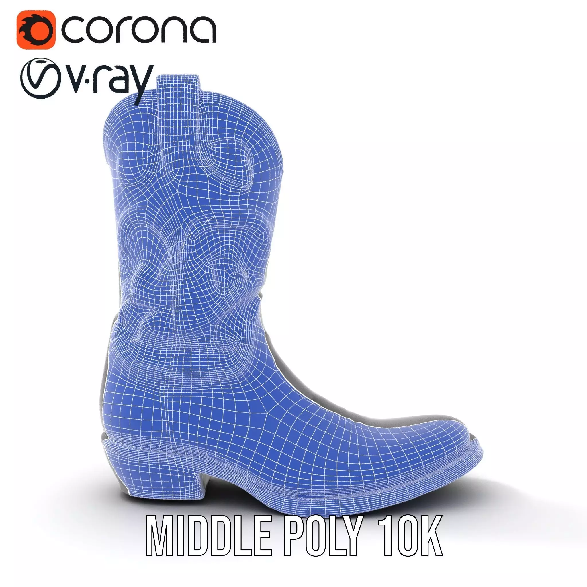 Cowboy Boot Model Pack with Intricate Stitching Low-poly 3D model_27