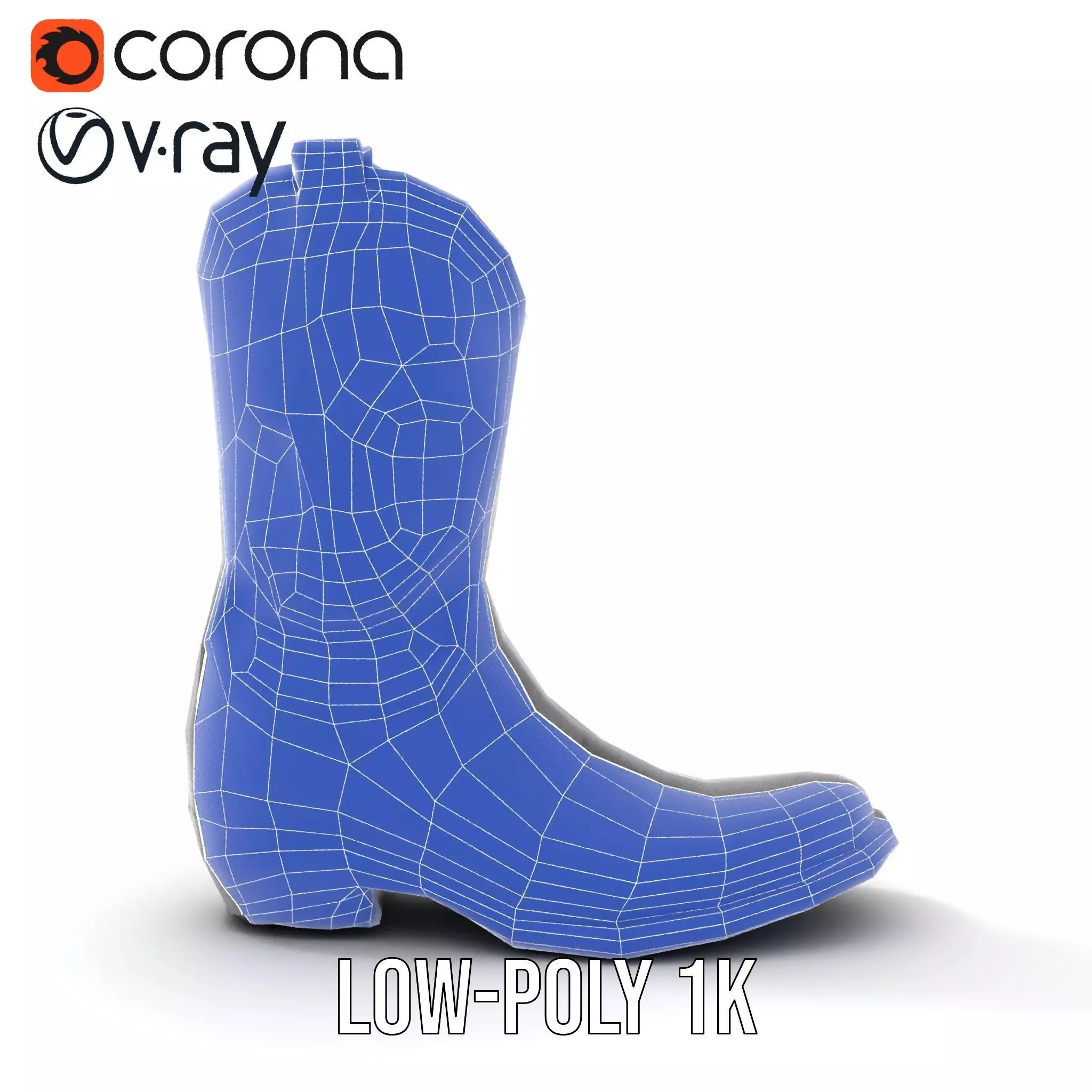 Cowboy Boot Model Pack with Intricate Stitching Low-poly 3D model_25