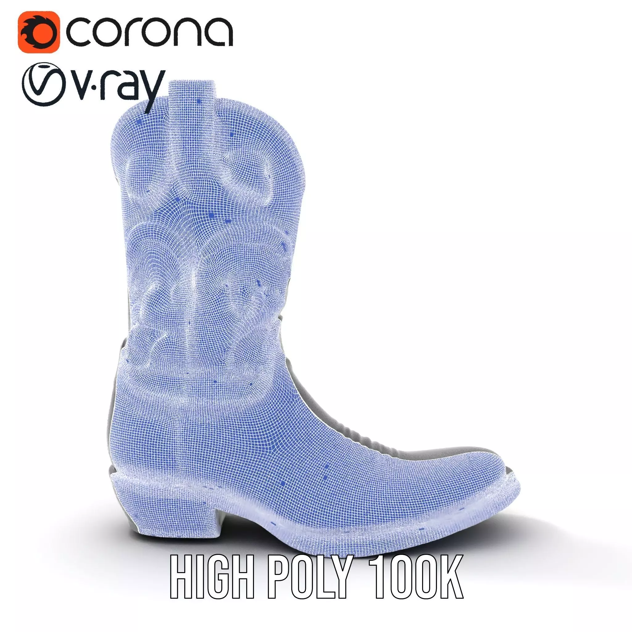 Cowboy Boot Model Pack with Intricate Stitching Low-poly 3D model_34