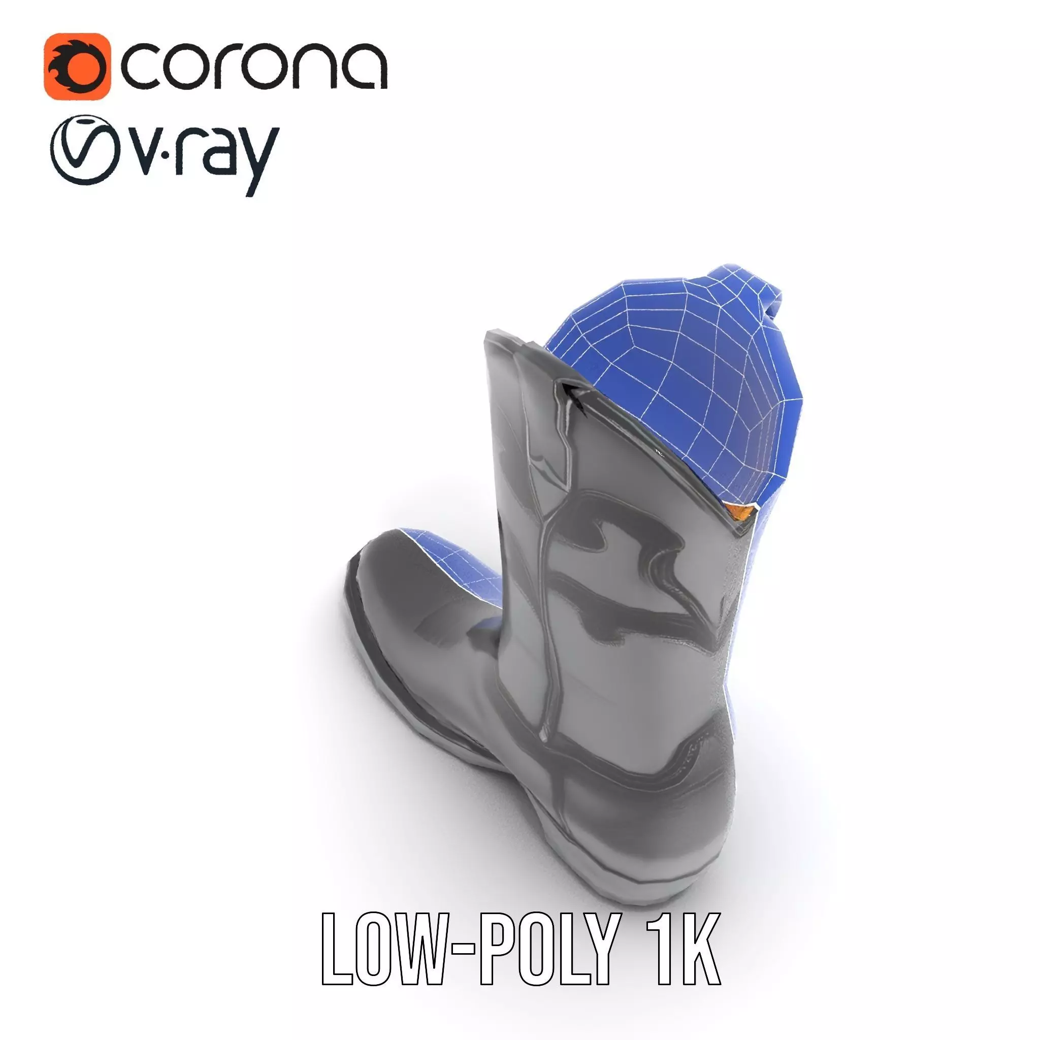 Cowboy Boot Model Pack with Intricate Stitching Low-poly 3D model_28