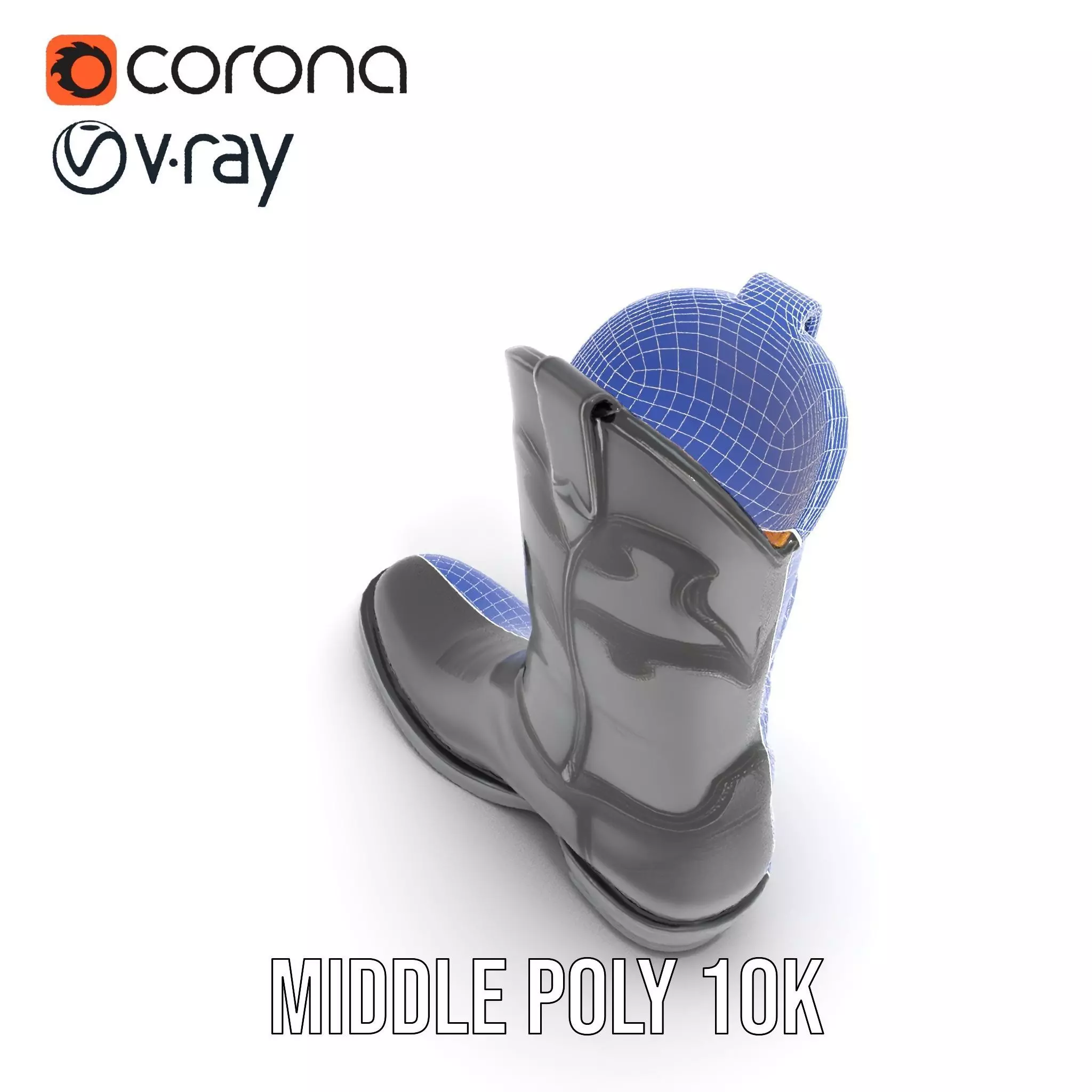 Cowboy Boot Model Pack with Intricate Stitching Low-poly 3D model_24