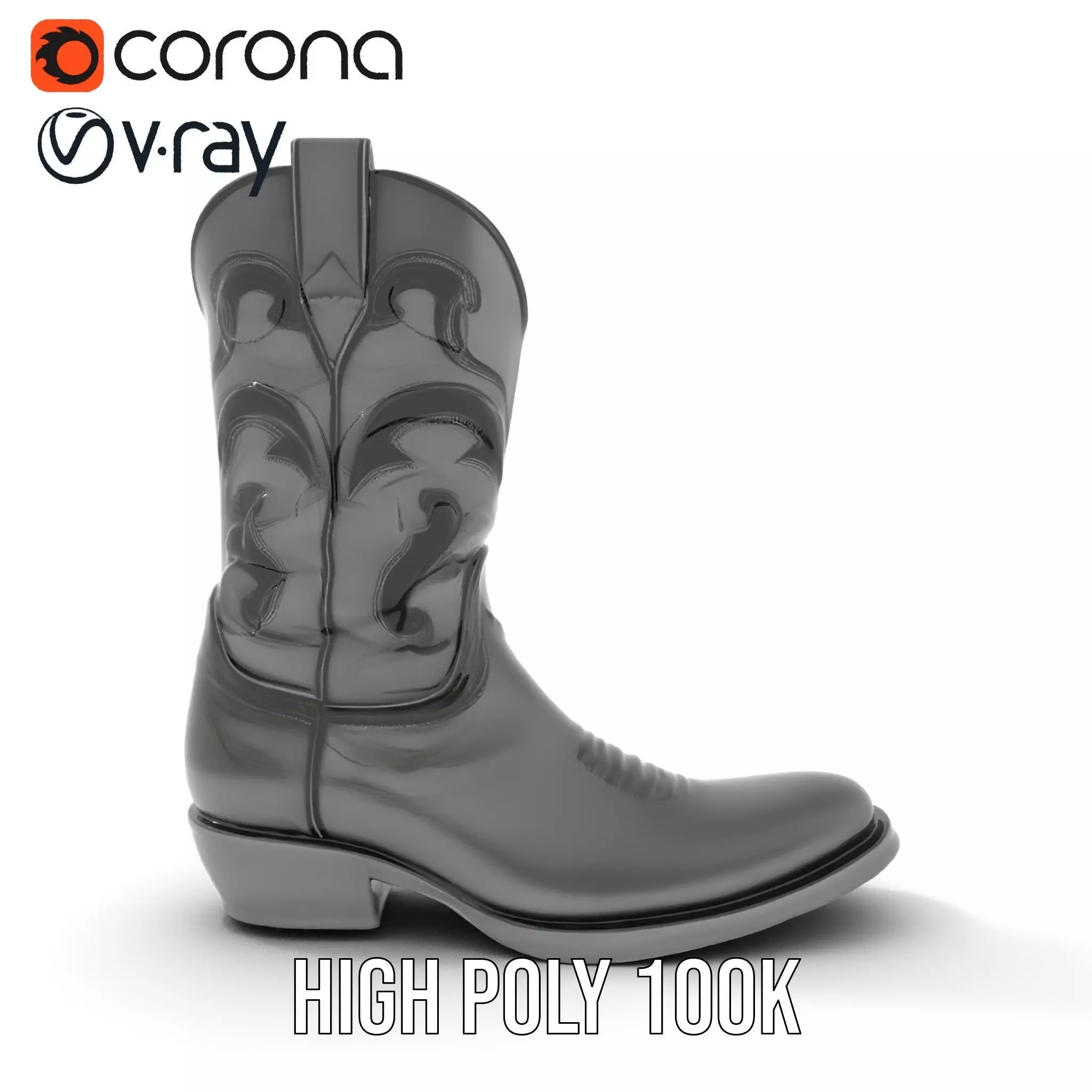 Cowboy Boot Model Pack with Intricate Stitching Low-poly 3D model_23