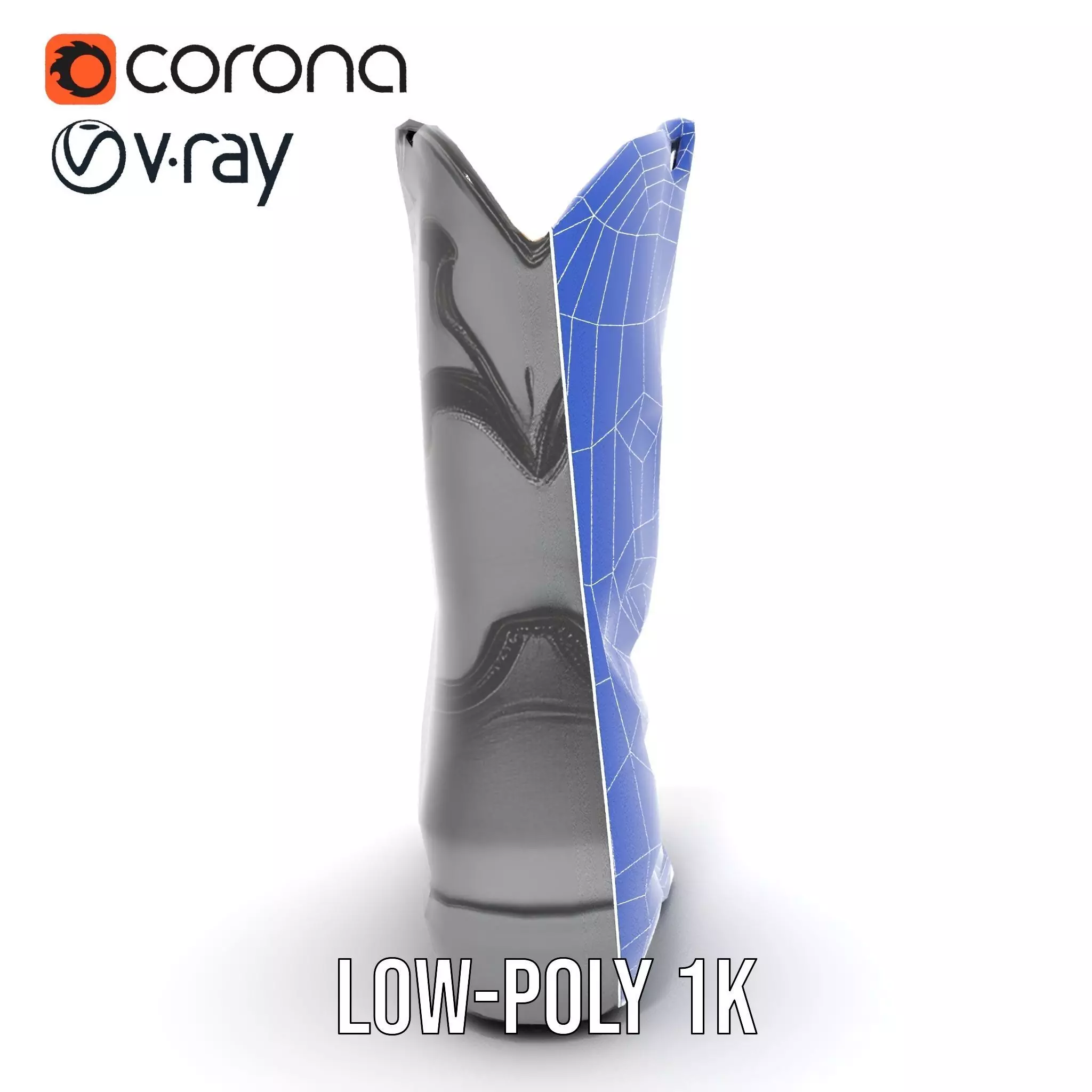 Cowboy Boot Model Pack with Intricate Stitching Low-poly 3D model_22