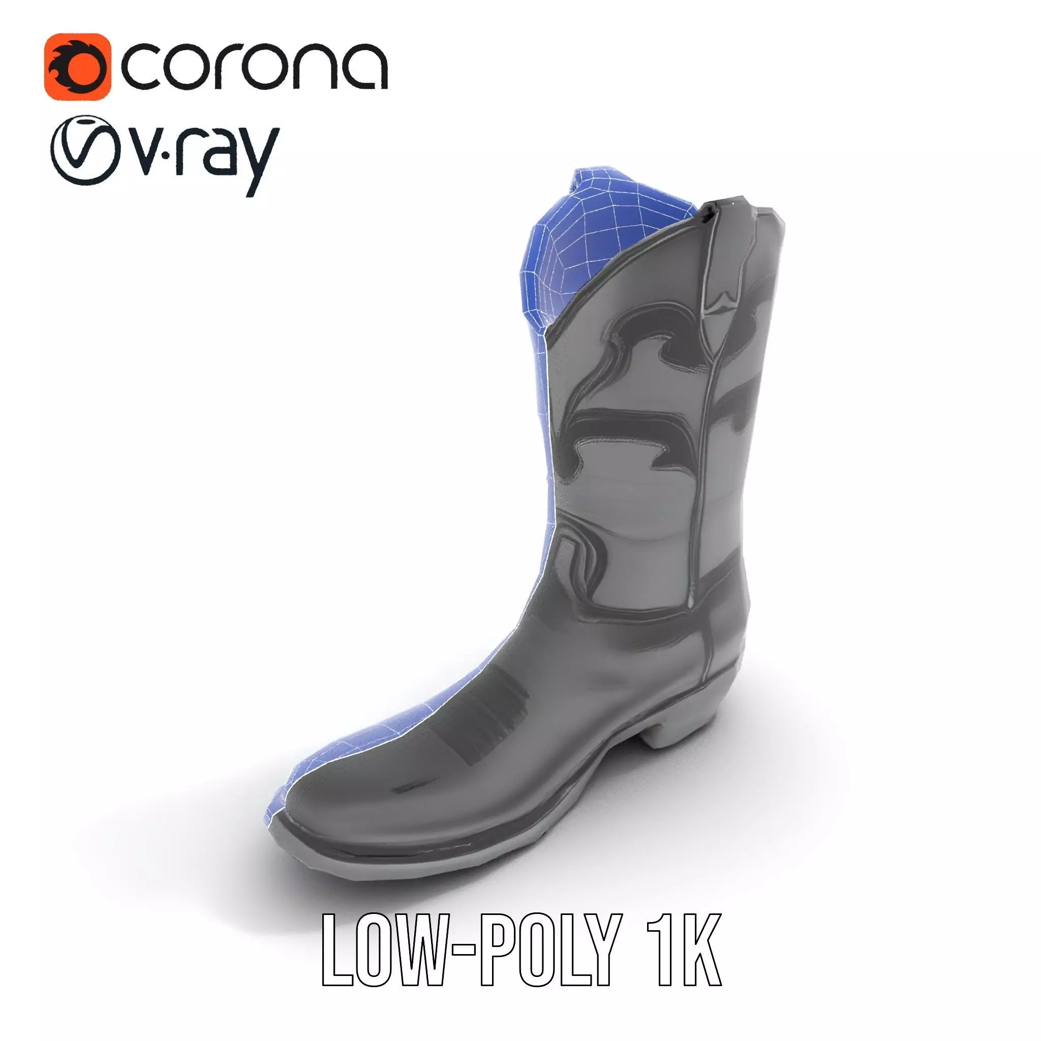 Cowboy Boot Model Pack with Intricate Stitching Low-poly 3D model_31