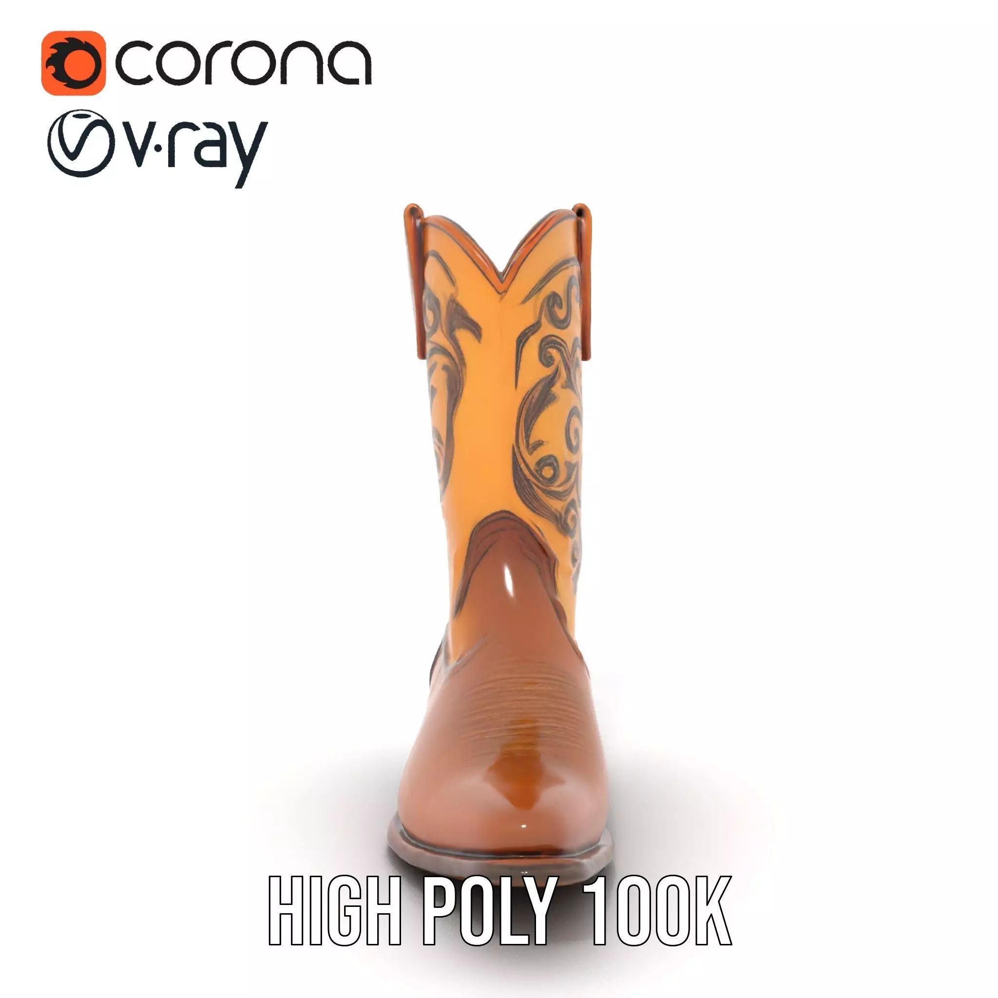 Western Cowboy Boot Model Pack with Embroidery Low-poly 3D model_30