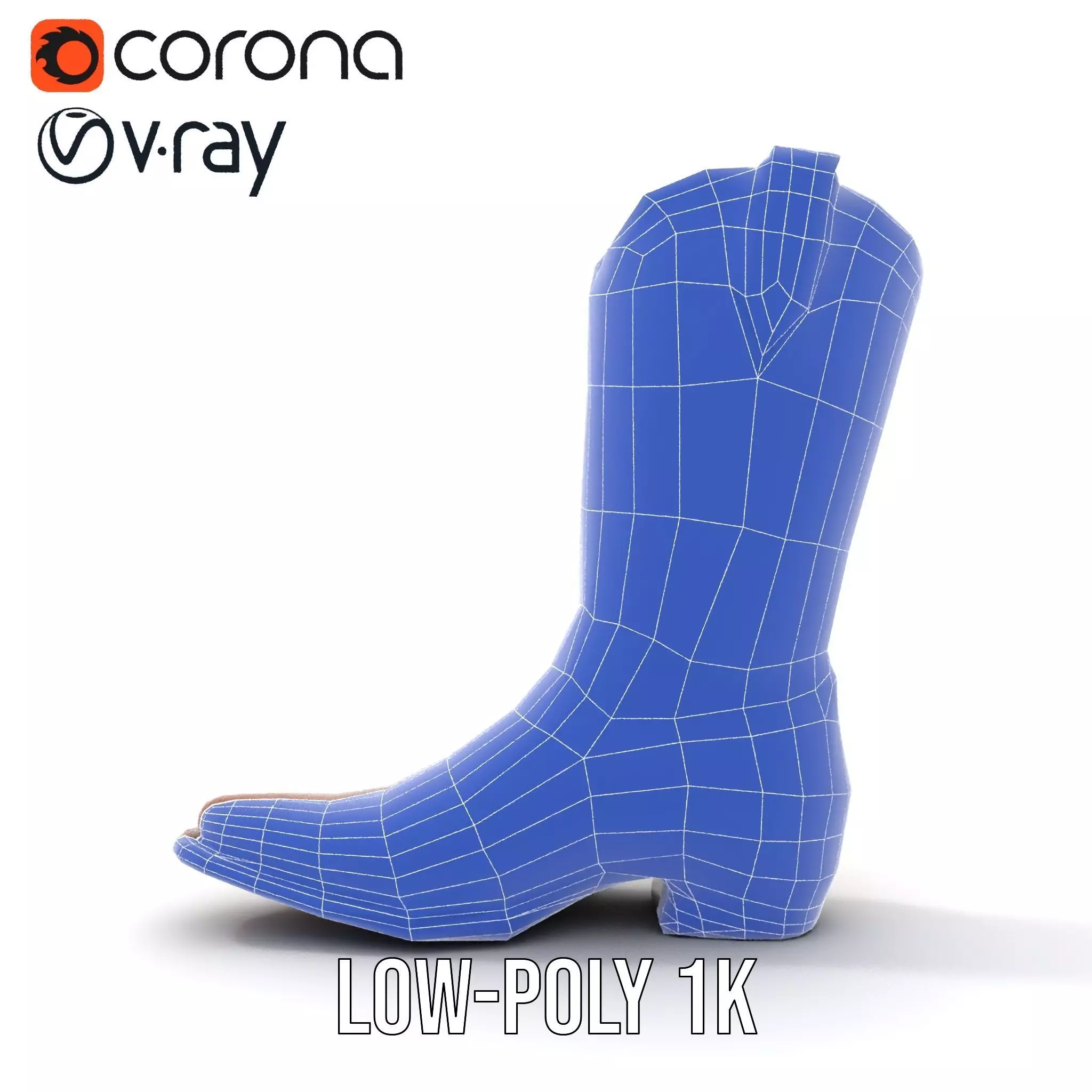 Western Cowboy Boot Model Pack with Embroidery Low-poly 3D model_26