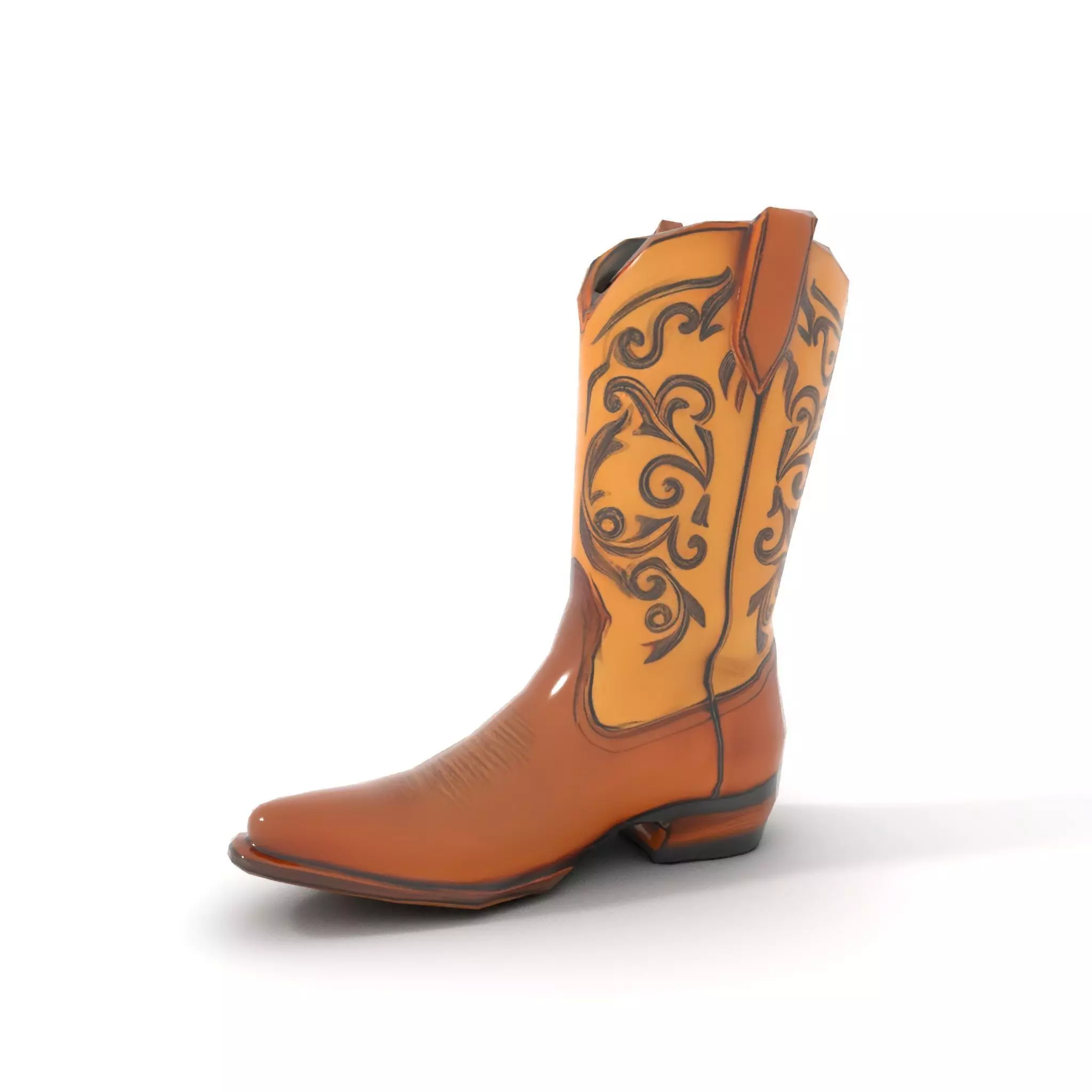 Western Cowboy Boot Model Pack with Embroidery Low-poly 3D model_10
