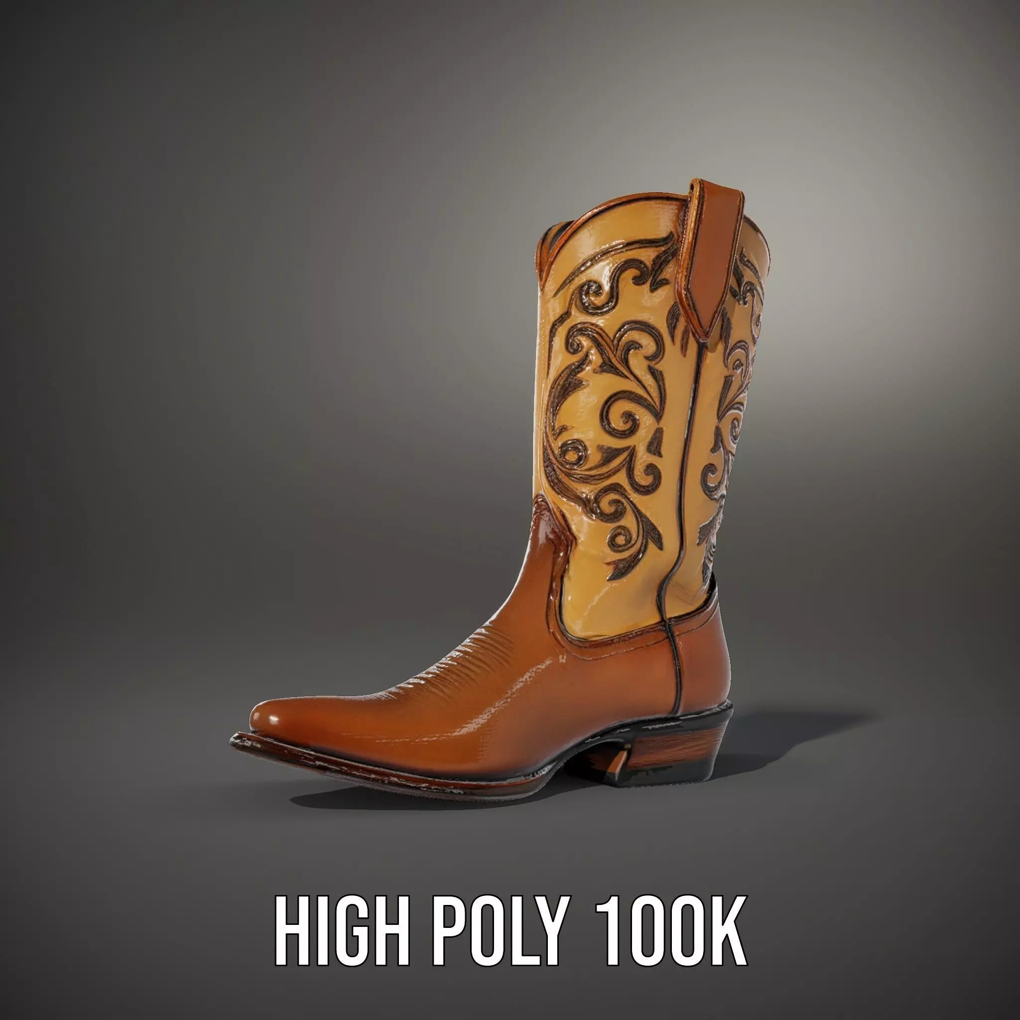 Western Cowboy Boot Model Pack with Embroidery Low-poly 3D model_11