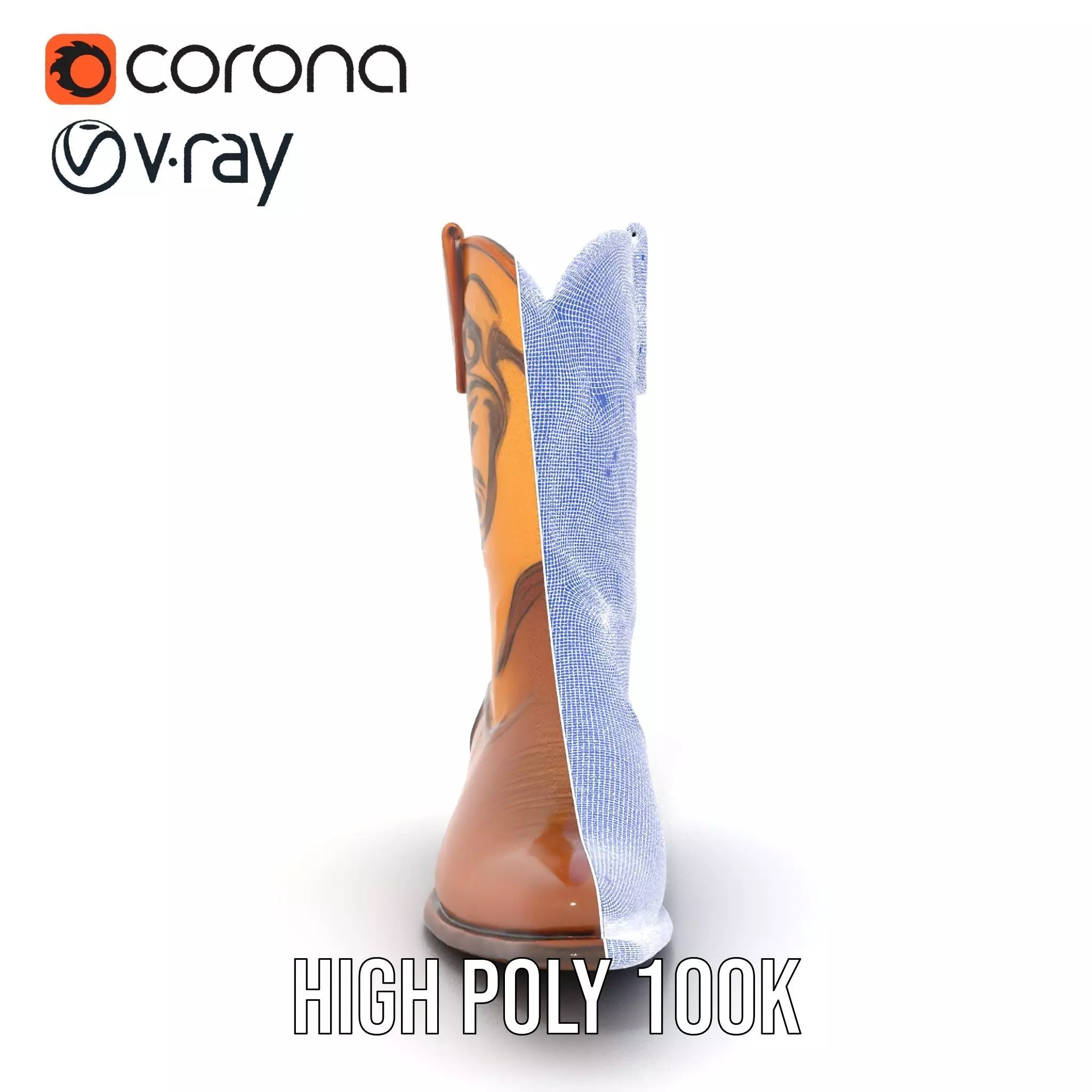 Western Cowboy Boot Model Pack with Embroidery Low-poly 3D model_33