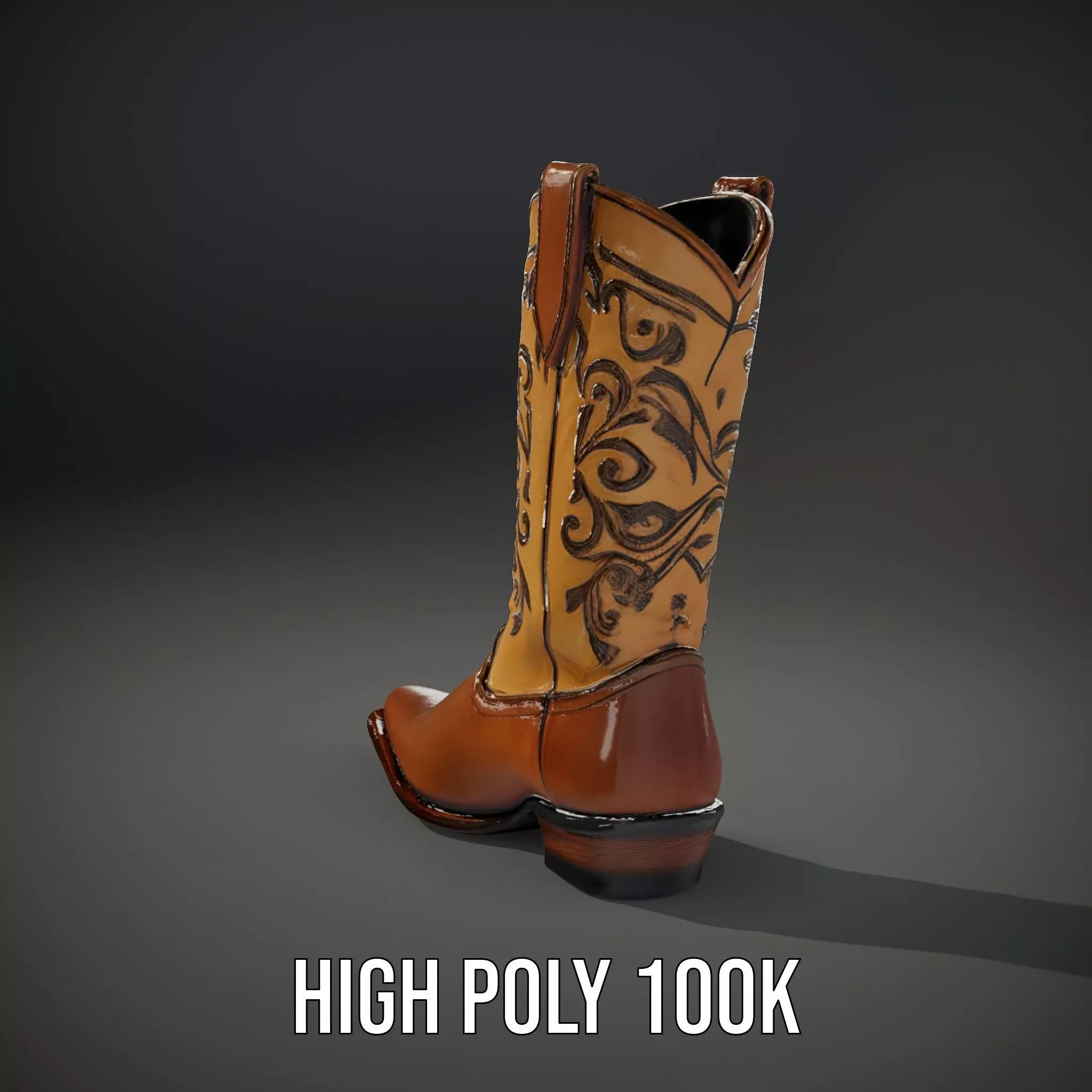 Western Cowboy Boot Model Pack with Embroidery Low-poly 3D model_9