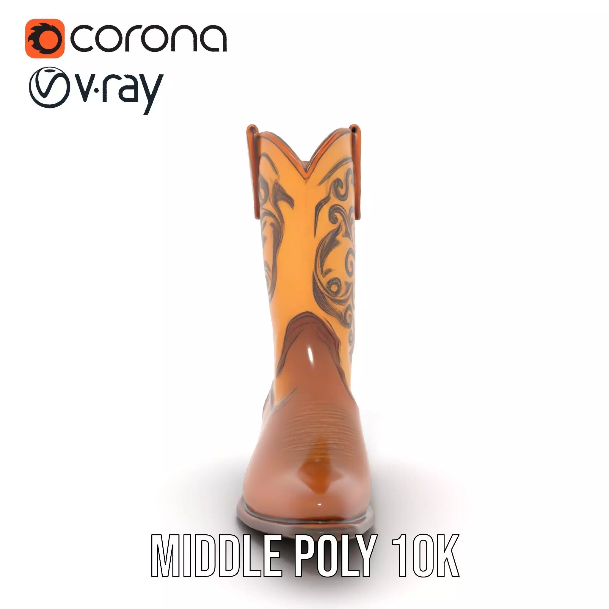 Western Cowboy Boot Model Pack with Embroidery Low-poly 3D model_20