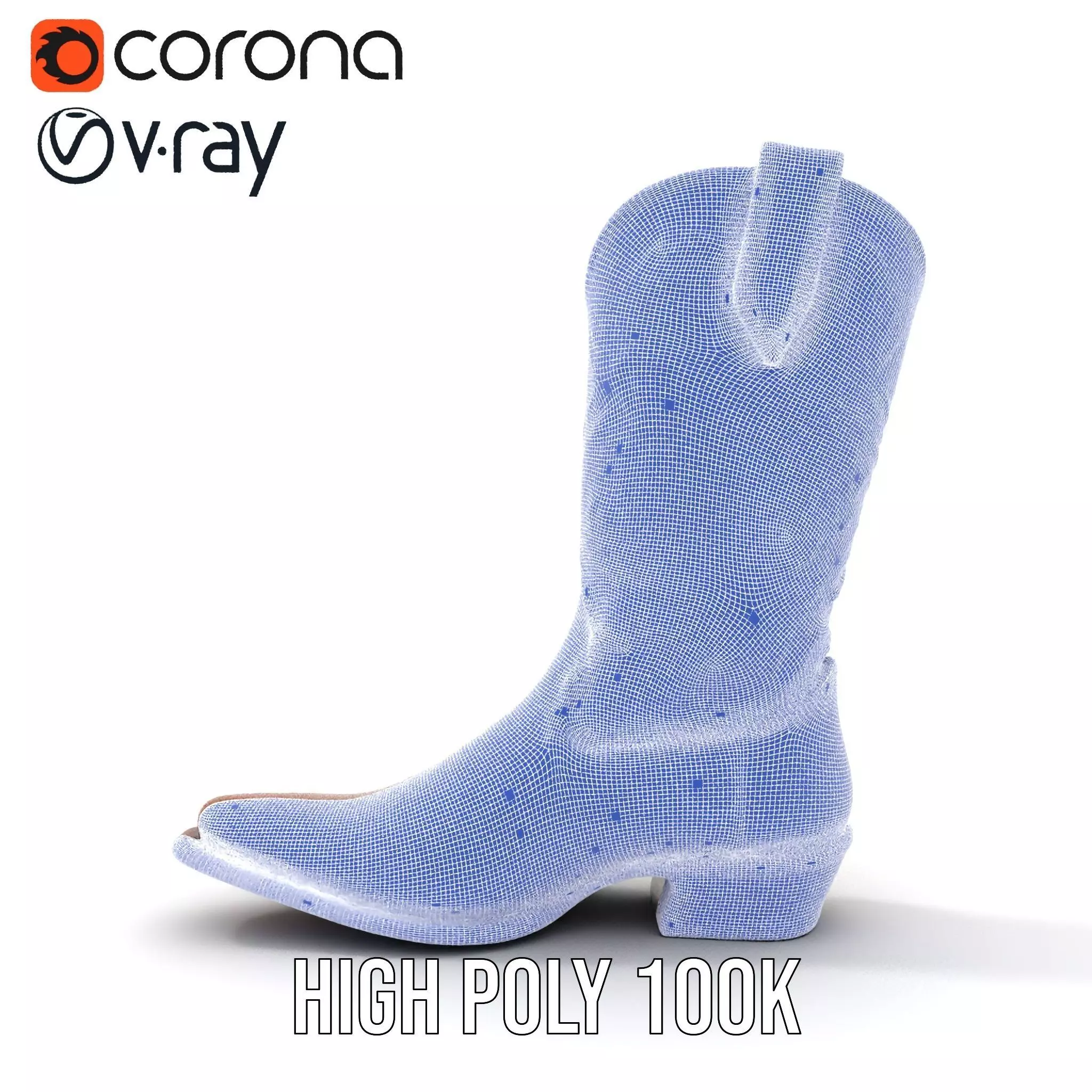 Western Cowboy Boot Model Pack with Embroidery Low-poly 3D model_35