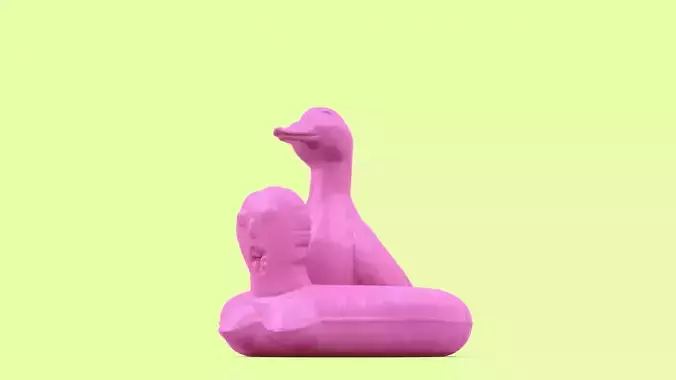 Duck in Inflatable Woman Blow Up Doll Pool Float