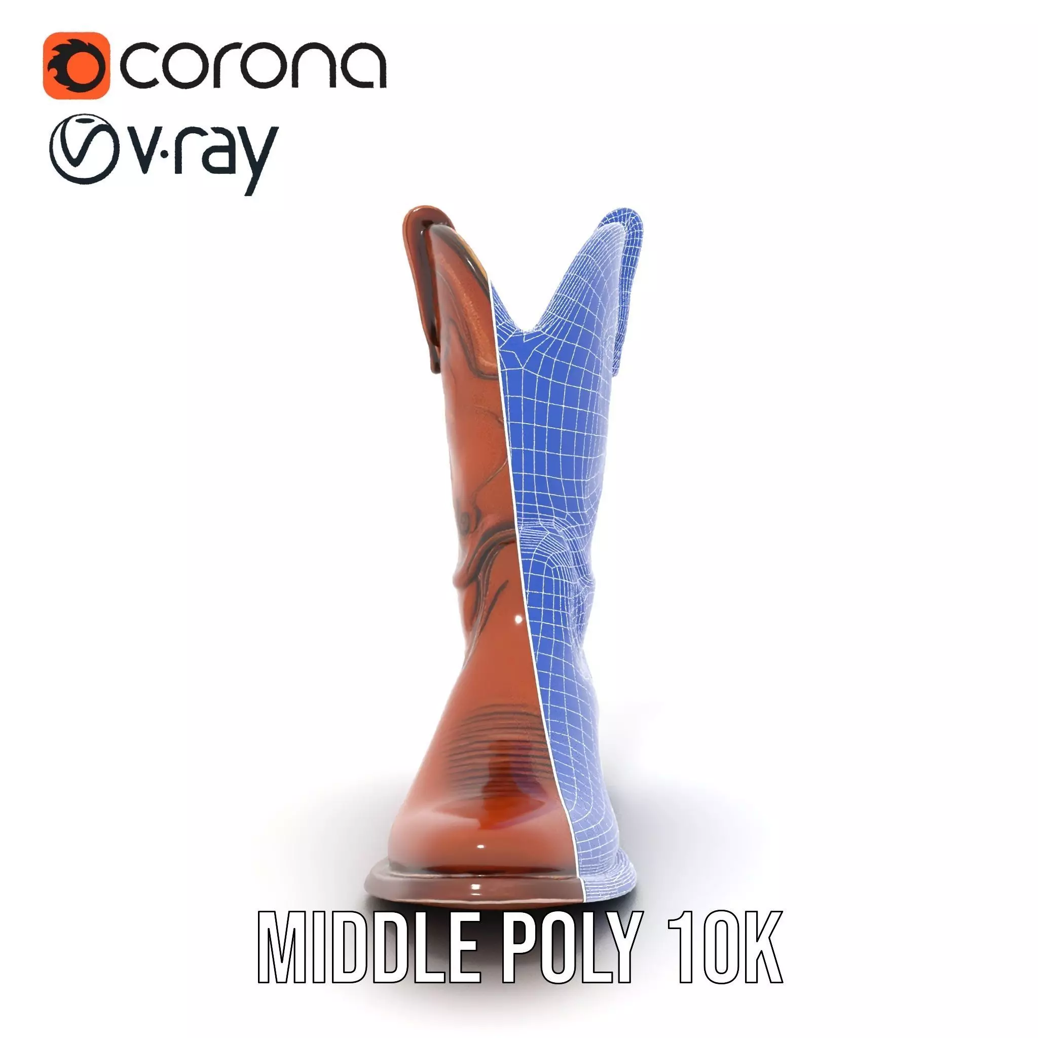 Cowboy Leather Boot Model Pack with Decorative Embroidery Low-poly 3D model_31