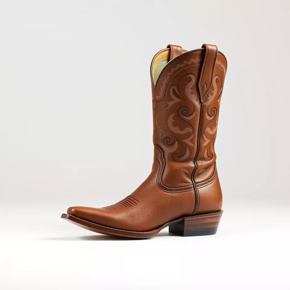 Cowboy Leather Boot Model Pack with Decorative Embroidery Low-poly 3D model_3