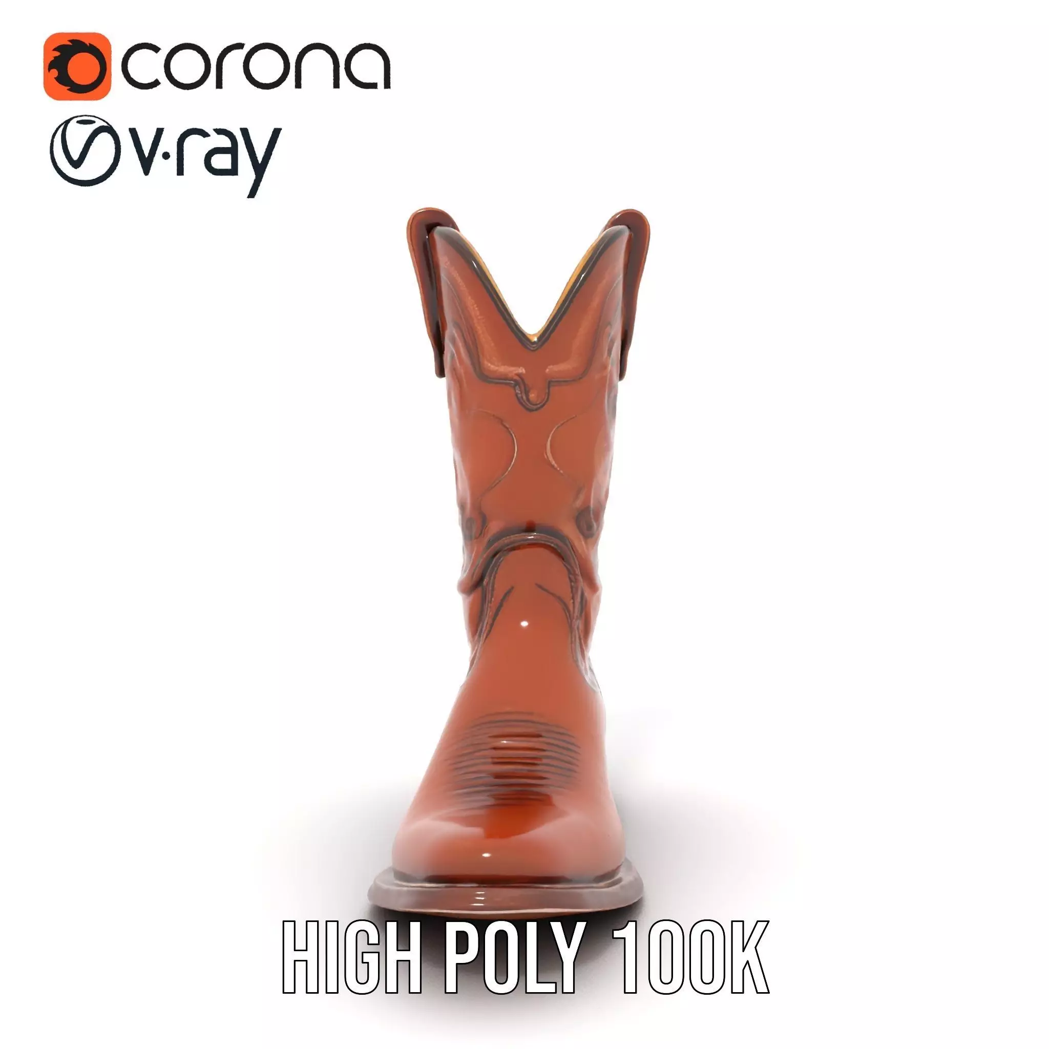 Cowboy Leather Boot Model Pack with Decorative Embroidery Low-poly 3D model_30