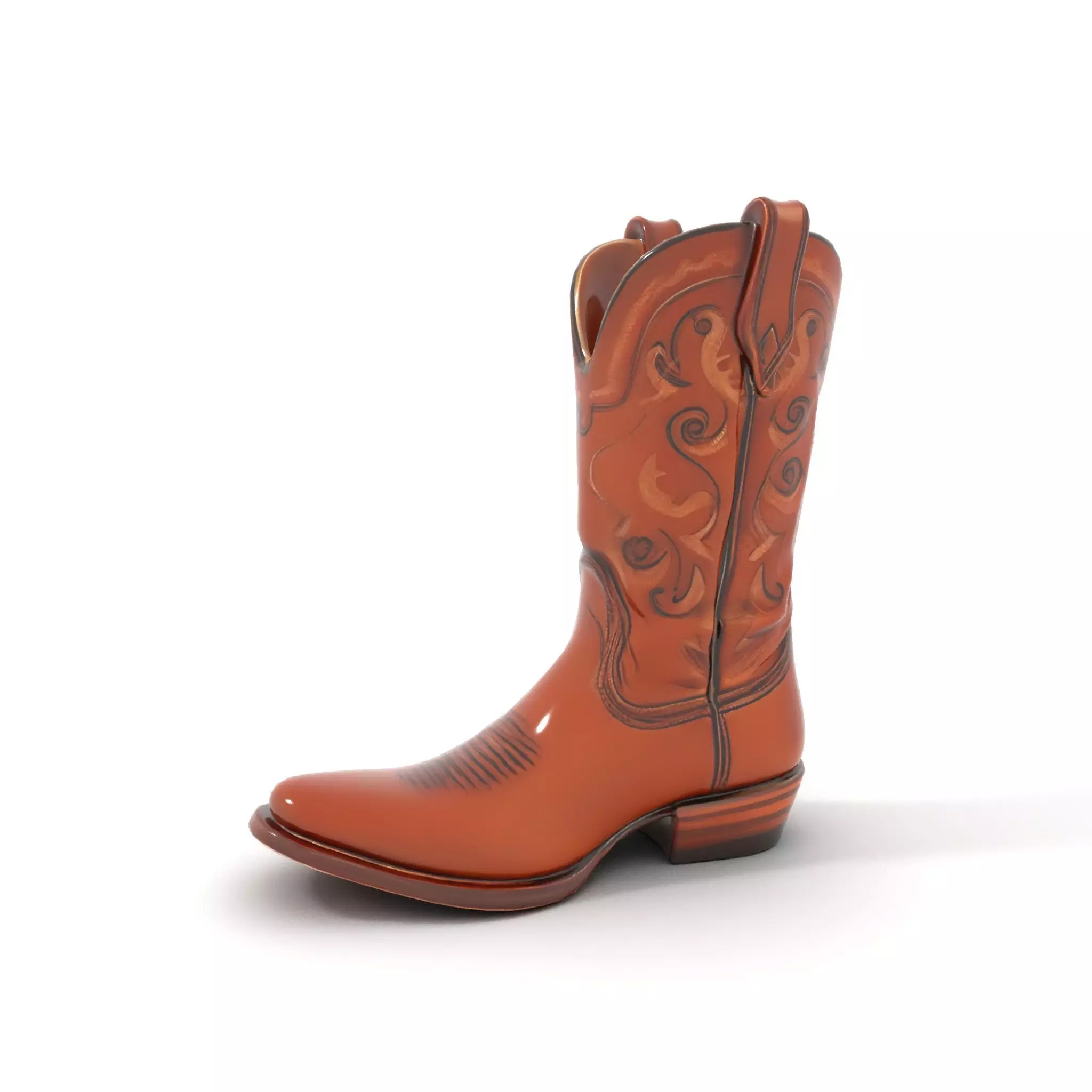 Cowboy Leather Boot Model Pack with Decorative Embroidery Low-poly 3D model_12