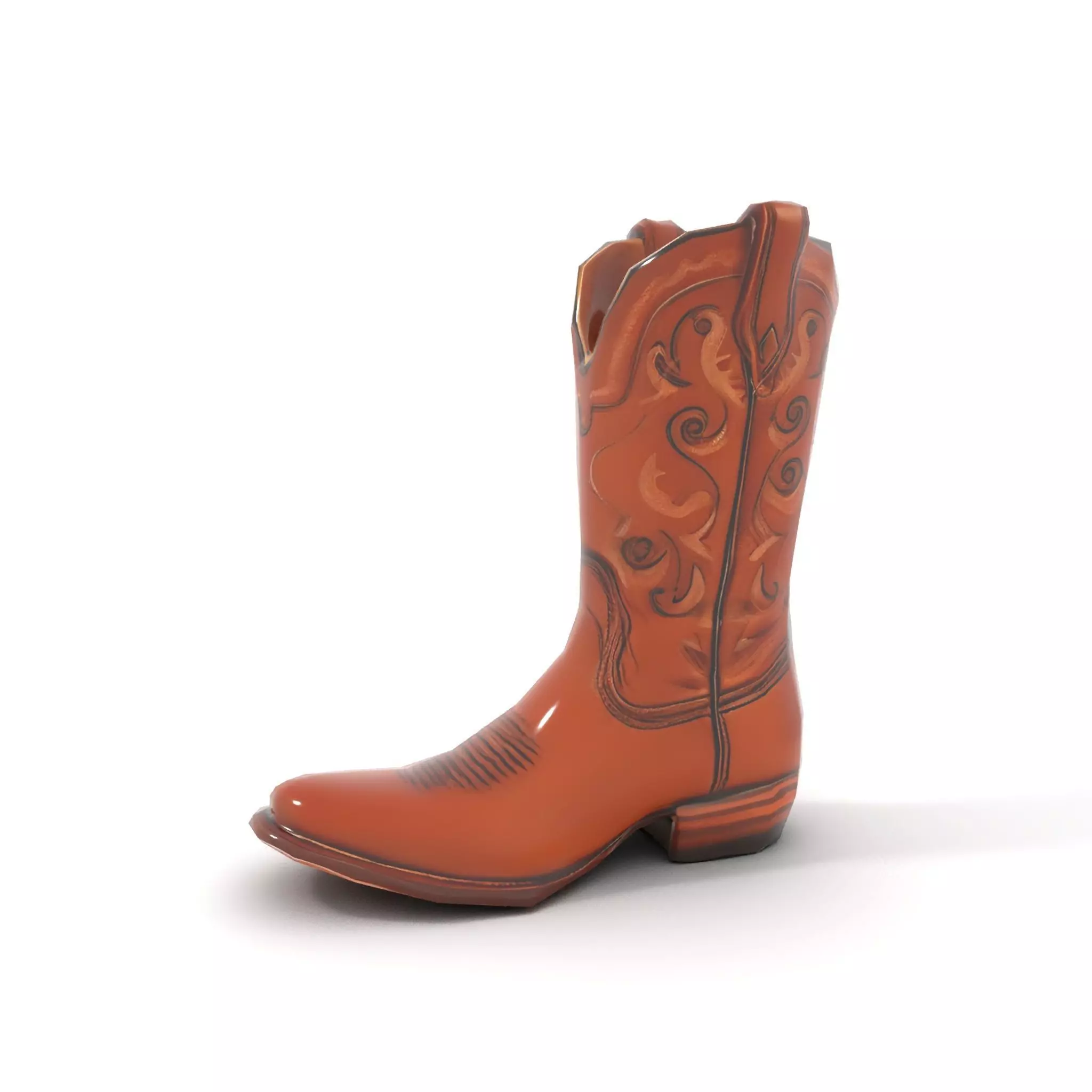 Cowboy Leather Boot Model Pack with Decorative Embroidery Low-poly 3D model_8