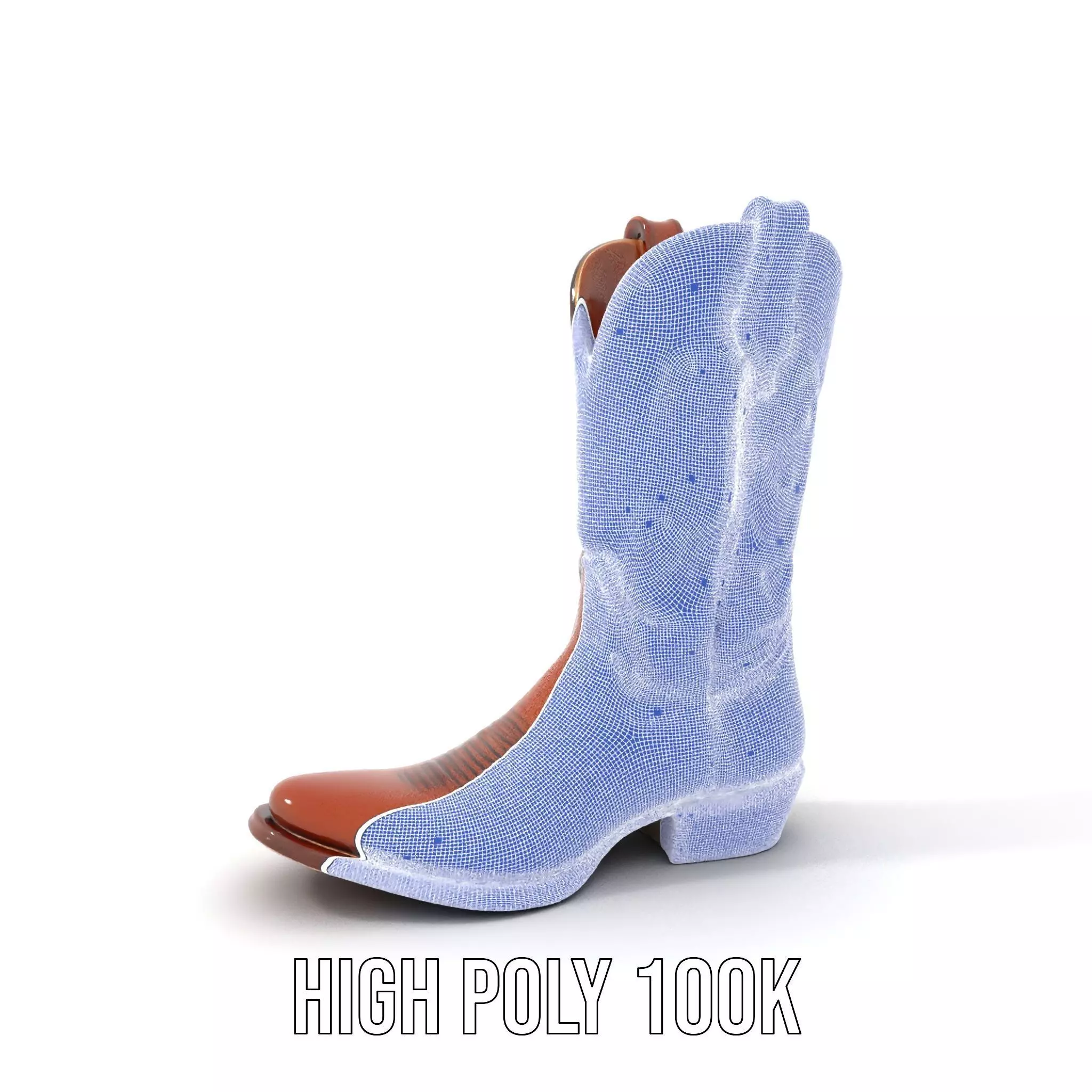 Cowboy Leather Boot Model Pack with Decorative Embroidery Low-poly 3D model_5