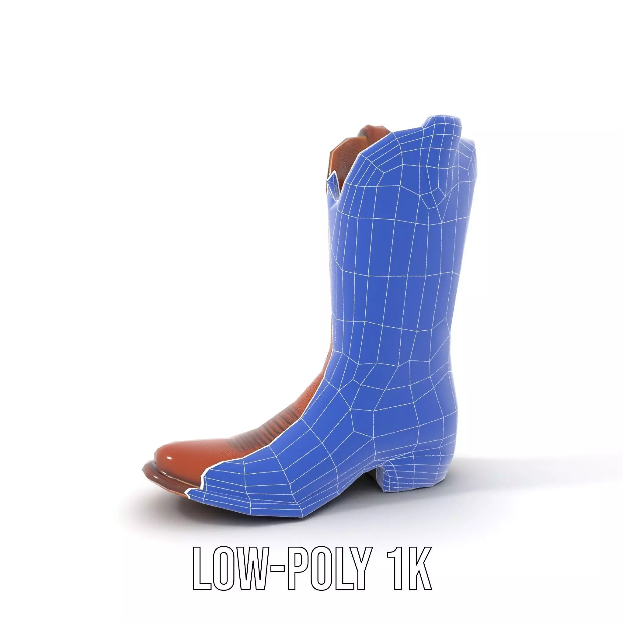 Cowboy Leather Boot Model Pack with Decorative Embroidery Low-poly 3D model_15